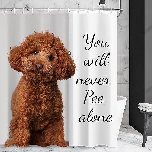 Miniatura 20 de Juego de cortinas de ducha divertidas con diseño de perros para el baño, 60 pulgadas de ancho x 72 pulgadas de alto, cortina de ducha occidental C01