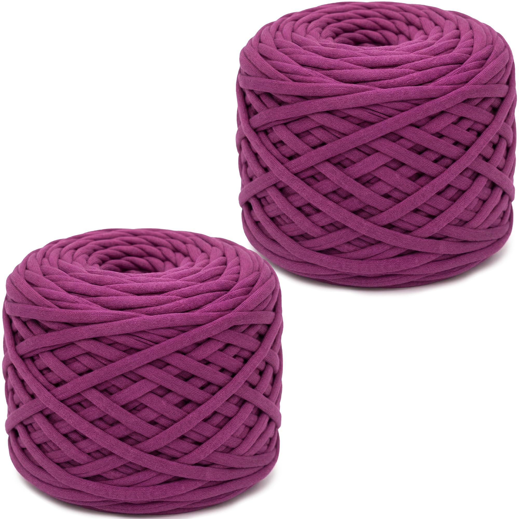 Xtrillogen 2 x 285g T Shirt Yarn,Chunky Yarn for Hand Knitting,Chunky Wool Knitting Kit,Tshirt Yarn for Crochet Wool Bags,Blankets,Baskets & DIY Home Decor (Rosy)