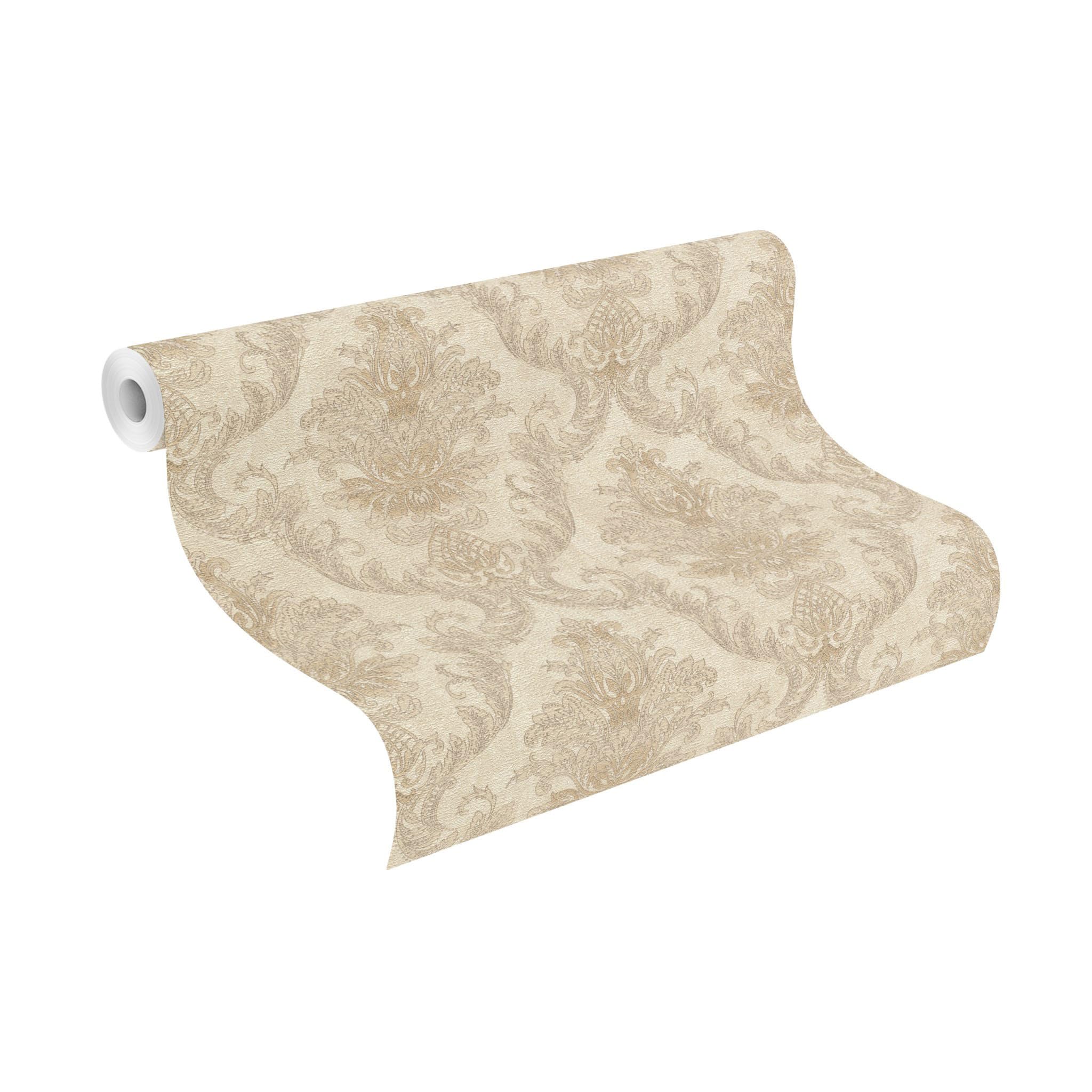 Rasch Papel pintado no tejido barroco – Papel pintado de vinilo con adornos en beige para un ambiente de lujo – Resistente y lavable – 10,05 m x 0,53 m