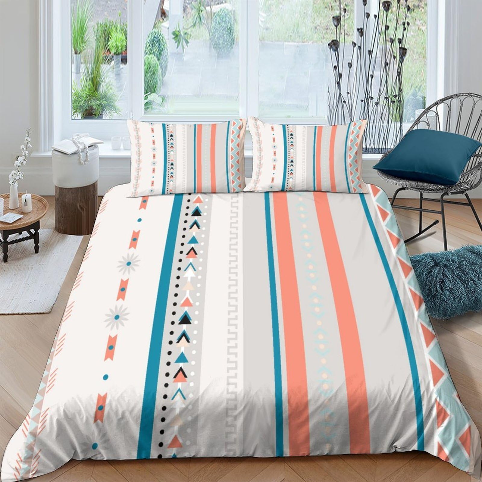 Ctjqhvkz Style-5 3D Printed Coral Stripe Fitted Sheet Microfiber Soft Breathable Geometric Mattress Cover For Bedroom Dorm Decor Single（135X200cm）