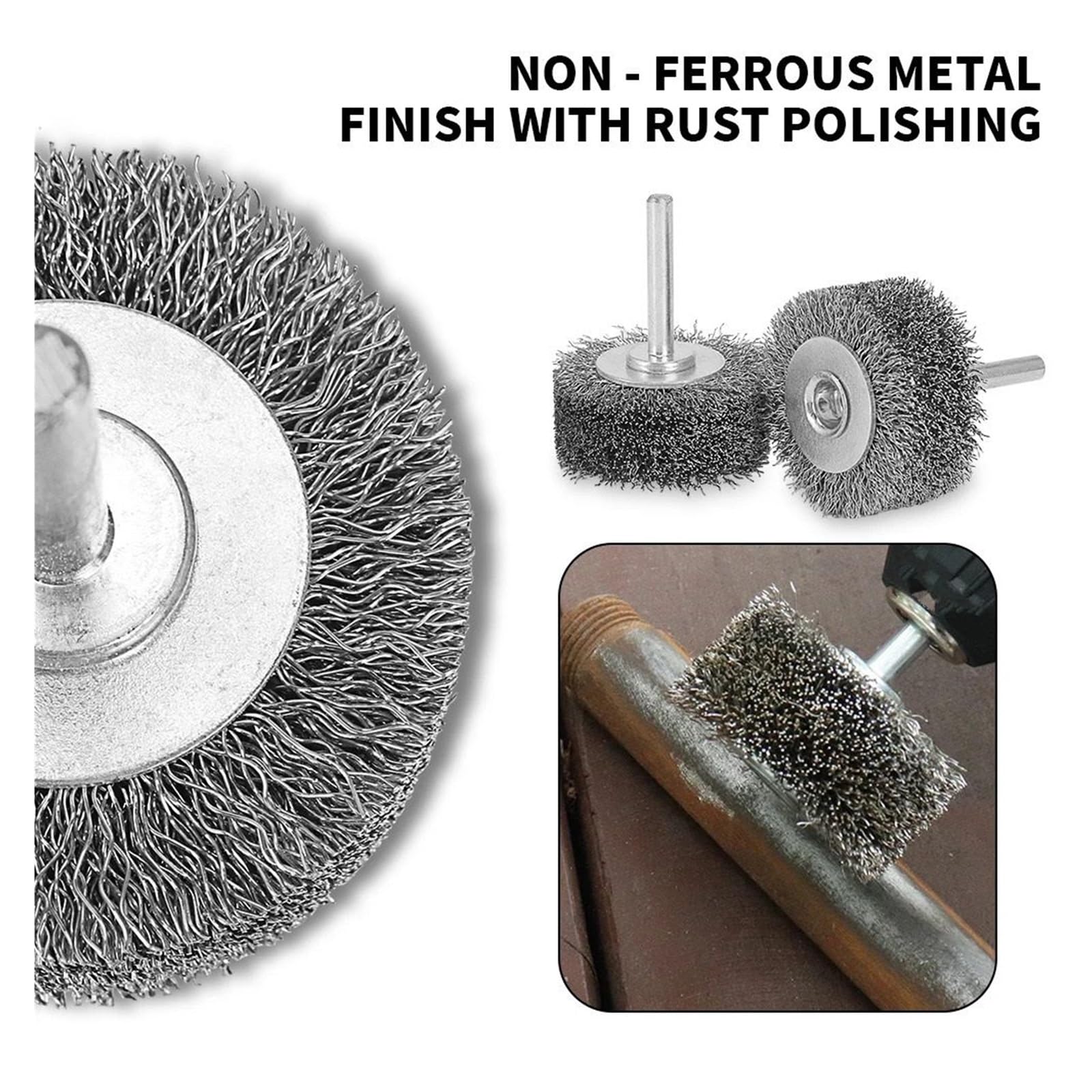 Wiertła z drucianymi szczotkami, Szczotka druciana ze stali nierdzewnej 50x25mm 6mm do usuwania metalu i polerowania(2pc)