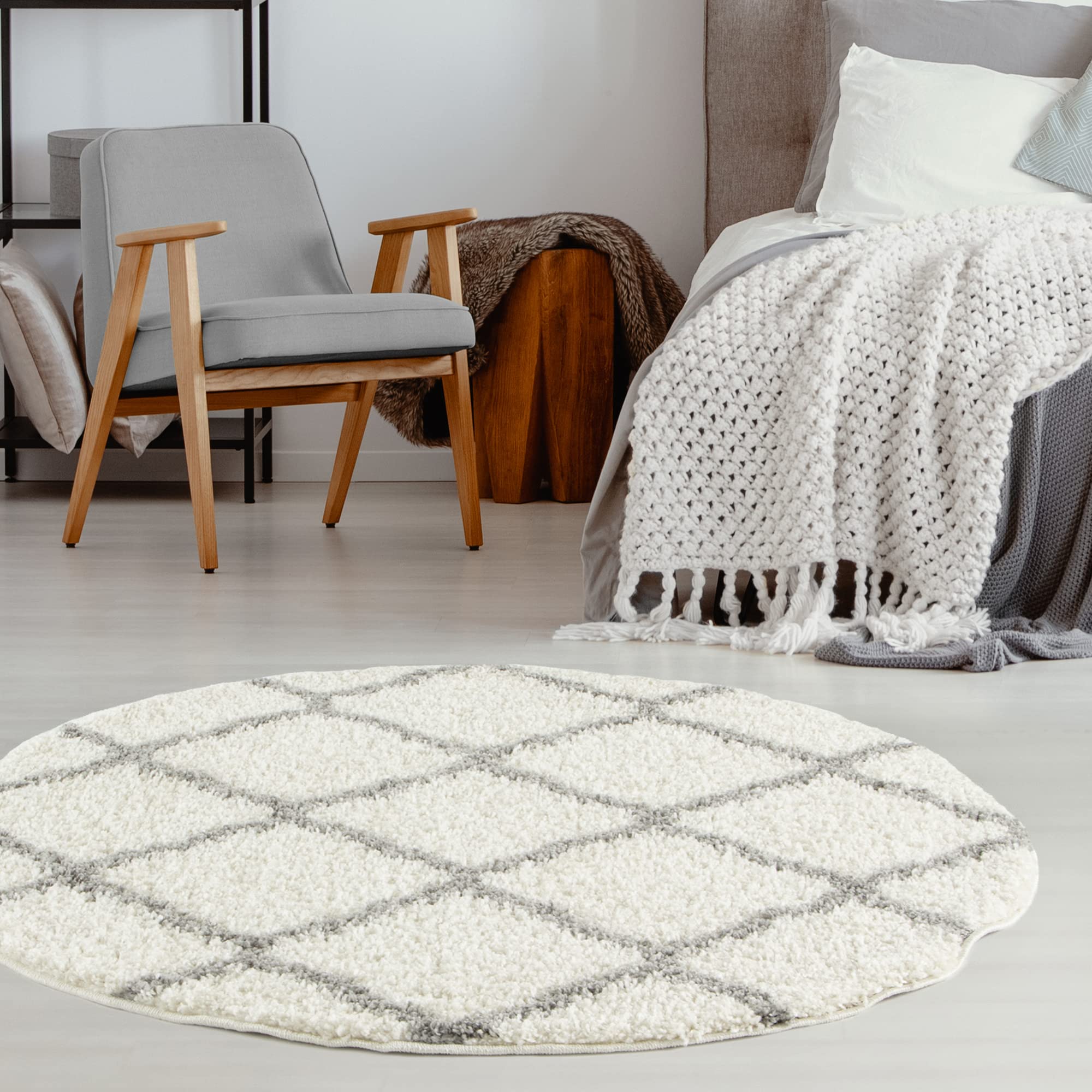 The Rugs Moroccan Shaggy Rugs And Runners Soft  High Pile Ivory And Grey Living Room Kitchen Hallway 700 from B&Q