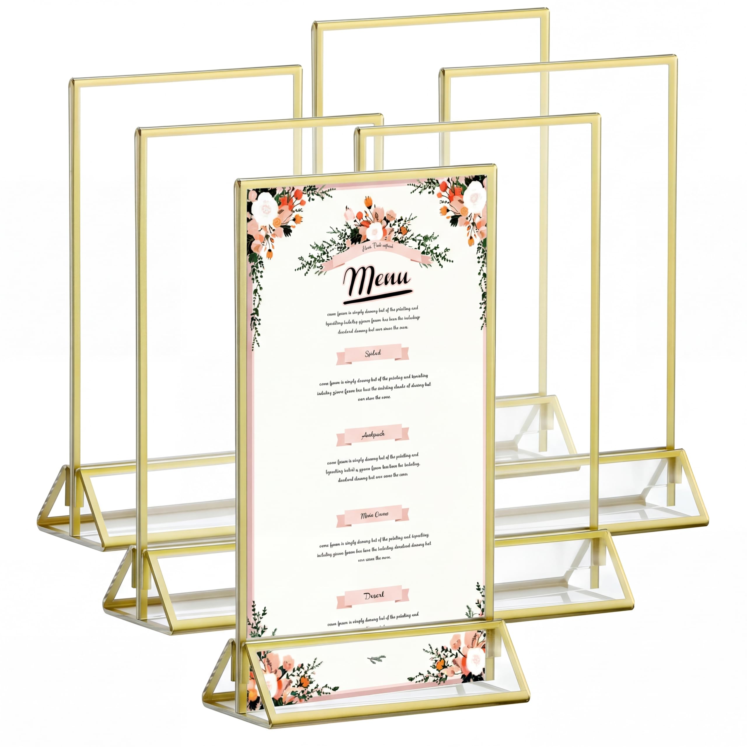 Qwork Gold Qwork® 6 Stück Picture Frames A6, Acrylic Sign Holder Double Sided, For Wedding Table Numbers, Menu Holder, Photo