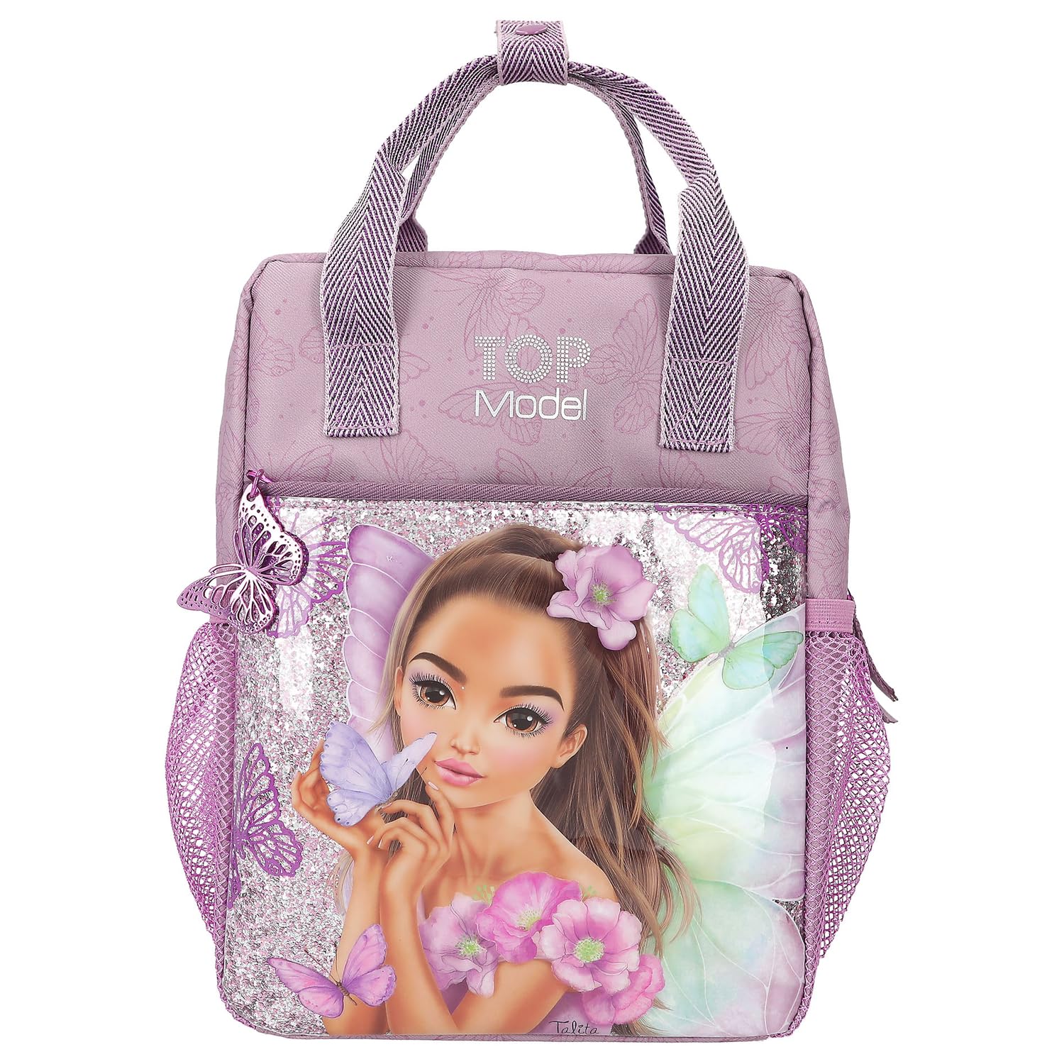 Depesche 12776 TOPModel Fairy Love-Mochila en Malva con Motivo de Modelo y Mariposas, Bolsa con Correas Ajustables, Multicolor (0012776)