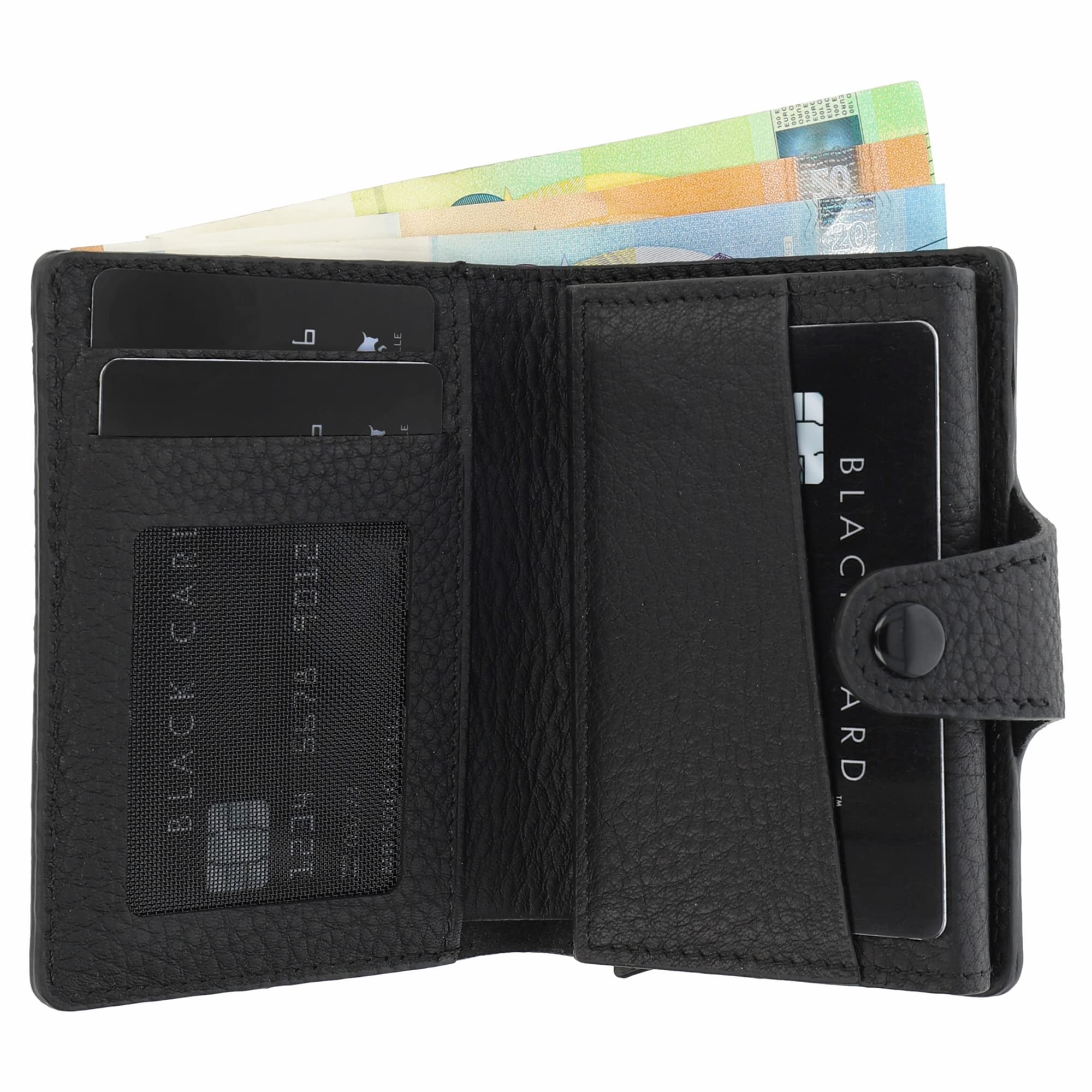 Solo Pelle Leder Geldbörse mit abnehmbarem Kartenetui + Münzfach für 15 Karten + Geldscheine geeignet | Kreditkartenetui mit RFID Magic Q-Wallet (Matt Schwarz)