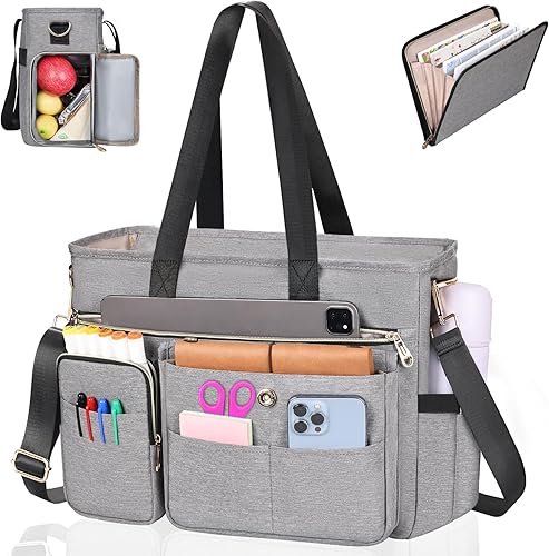 ESTARER Bolsa de mano para profesores para mujer, 2 piezas, bolsa de trabajo para computadora portátil de 15.6 pulgadas, bolsa de computadora con