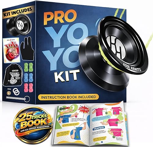 Kit de yoyo profesional responsivo, yoyó de aleación premium para niños y principiantes con libro de 25 trucos fáciles de seguir, guante Yoyo, saco