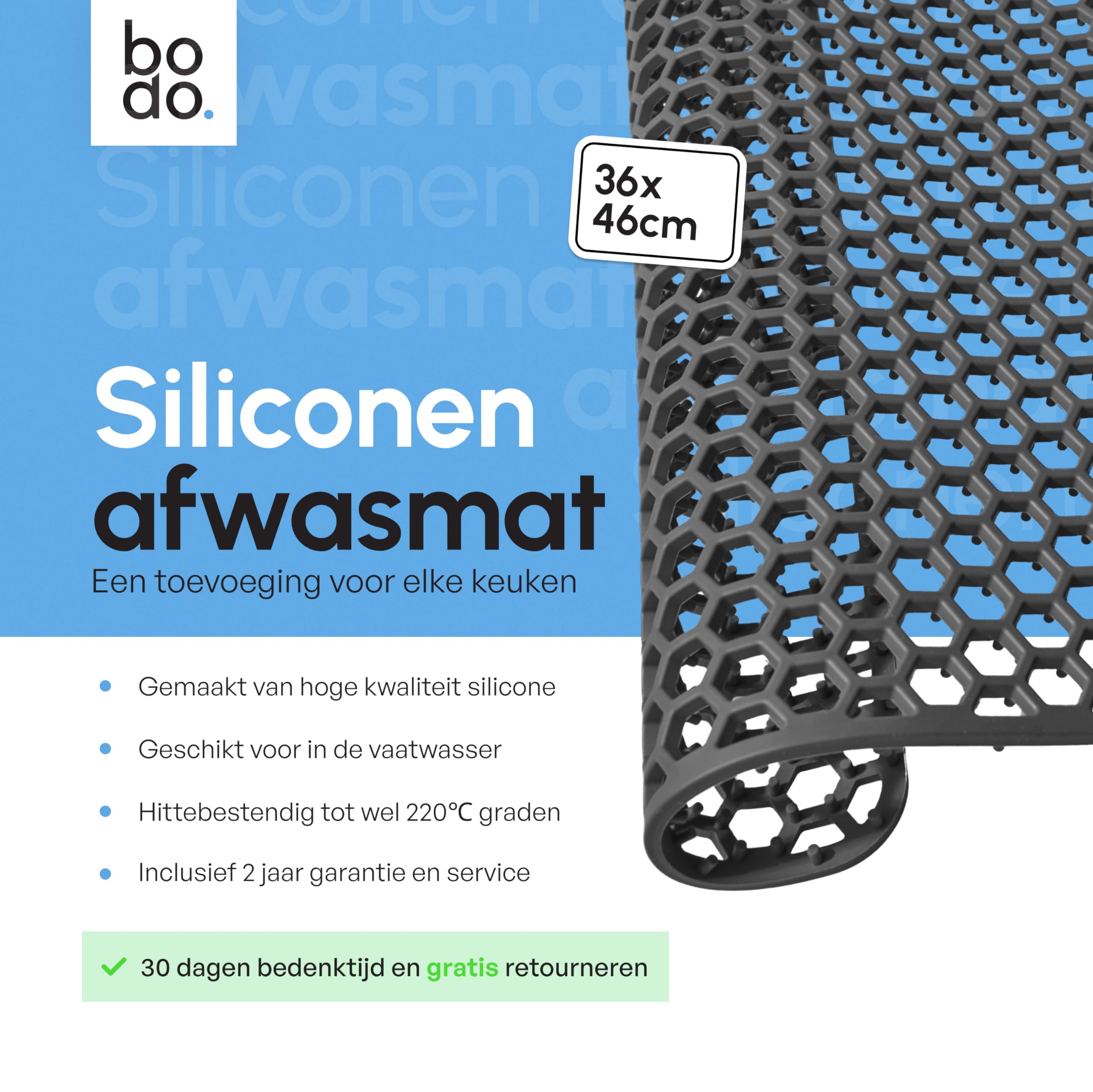 Bodo® Waschbeckenmatte - Rechteckig - Grau - 36 x 46 cm - Für 40 x 50 cm Waschbecken (Grau, 36x46cm)