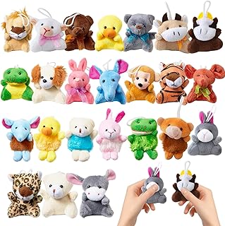 Vlecexs Mini Plush Toys, 24 Pieces Mini Cuddly Toy, Small Stuffed Toys, Party Bags, Children's Birthday Party Favours, Christmas Filling, Raffle Prizes, Plush Key Chains, Small Gifts for Children