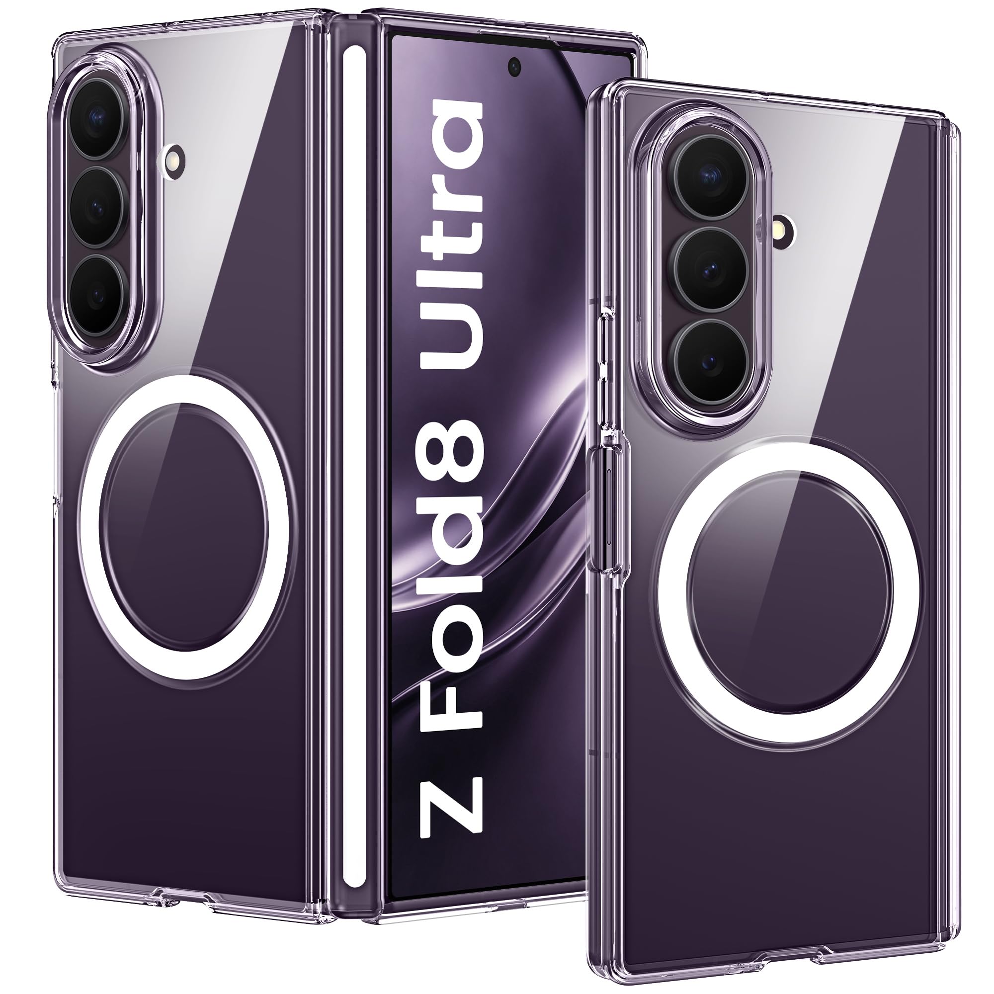 BENTOBEN Custodia magnetica per Samsung Galaxy Z Fold 8 Ultra, protezione completa con cerniera, adatta per Magsafe, sottile, robusta, antiurto, protettiva, anti-giallo, per Fold8 8", bianco