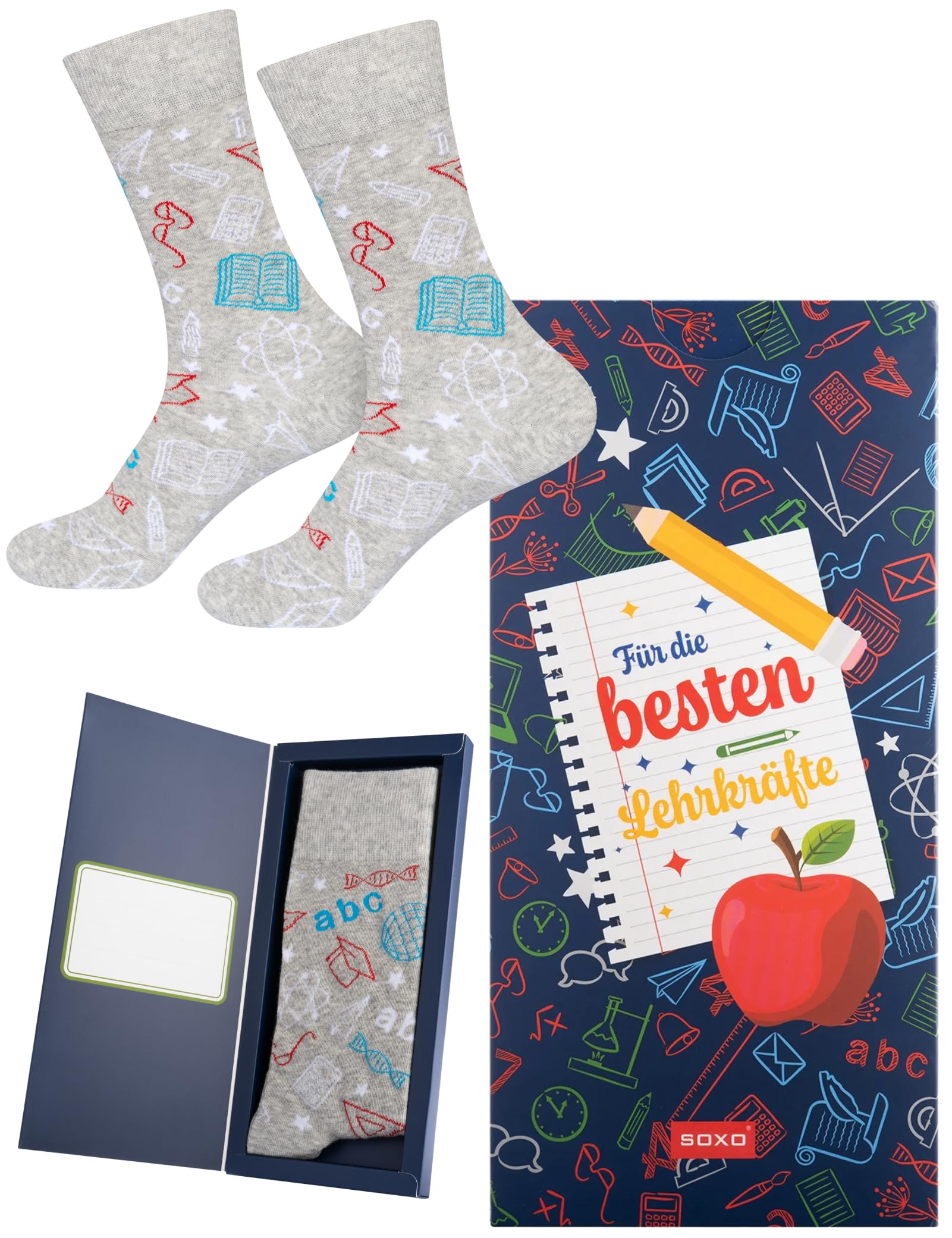 soxo Teacher Socks Gifts For Men Colorful Funny Gift For Women Cotton Sock For Present 6.5-10.5 Men’s Socks