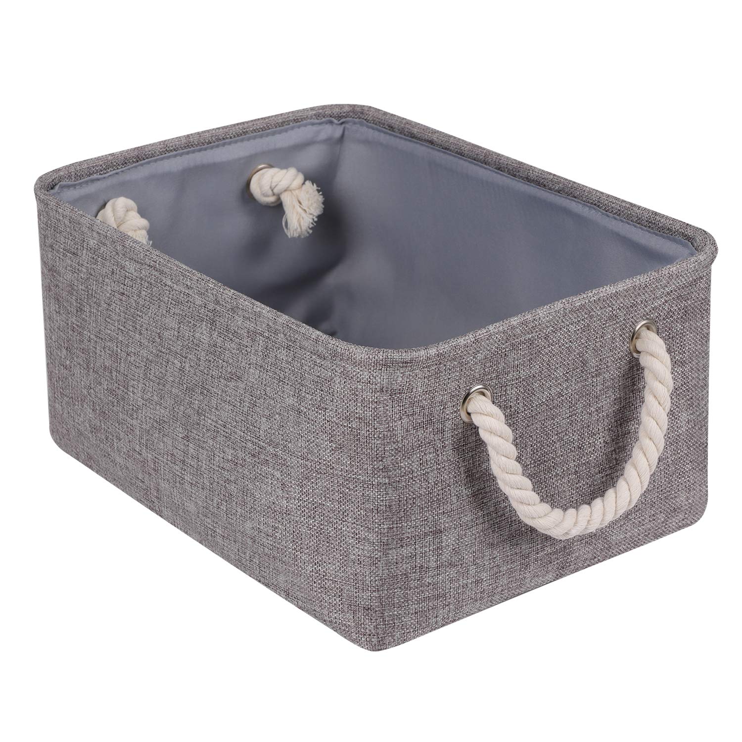 Fabric Storage Box for Shelves, Foldable Storage Basket with Rope Handles Home Organizer for Toys, Clothes, Books, 36x26x18cm, Grey
