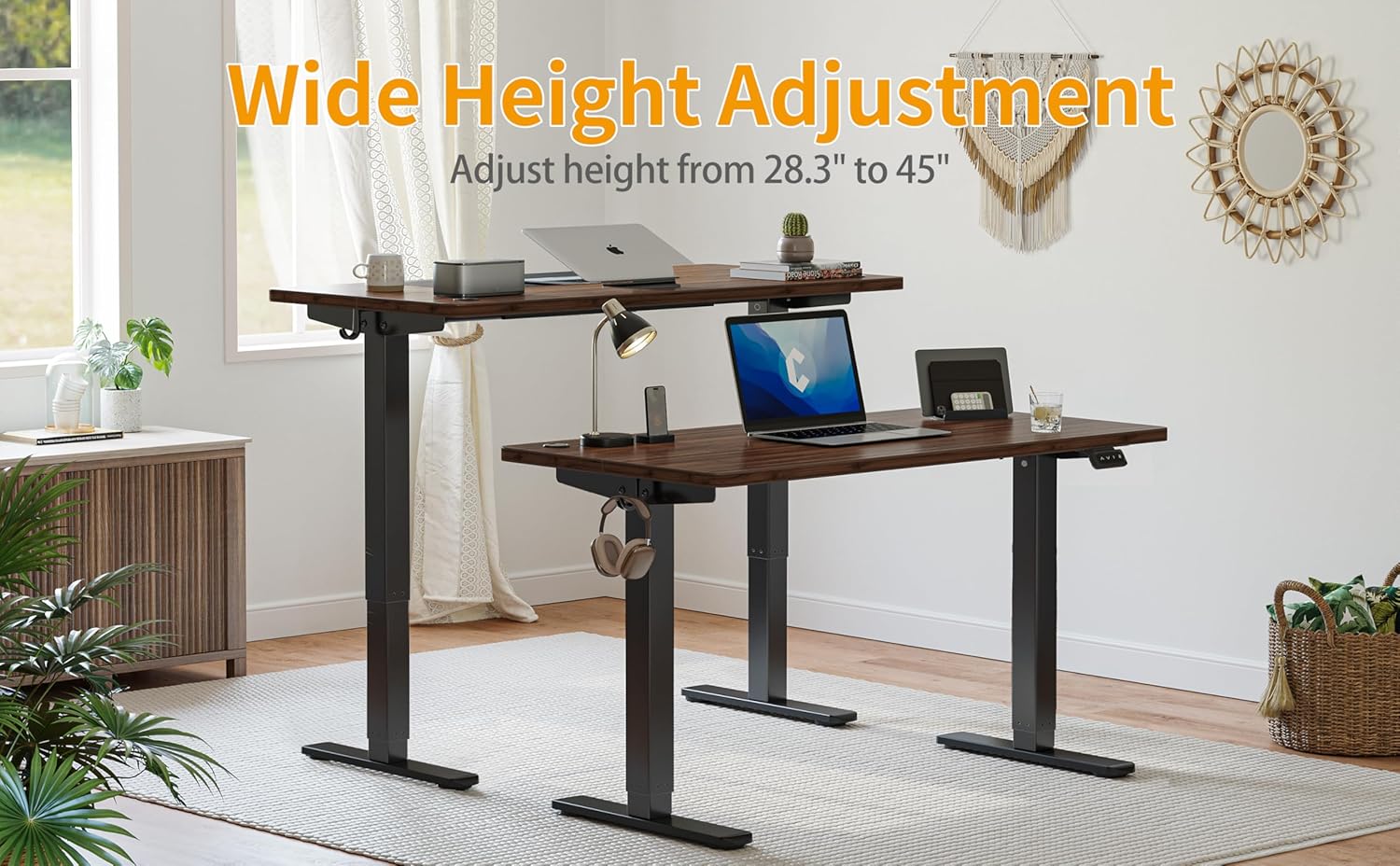 CubiCubi Height Adjustable Electric Standing Desk, 48 x 24 Inches Stand Up Table, Sit Stand Home Office Desk with Splice Board, Black Walnut CubiCubi Height Adjustable Electric Standing Desk, 48 x 24 Inches Stand Up Table, Sit Stand Home Office Desk with Splice Board, Black Walnut