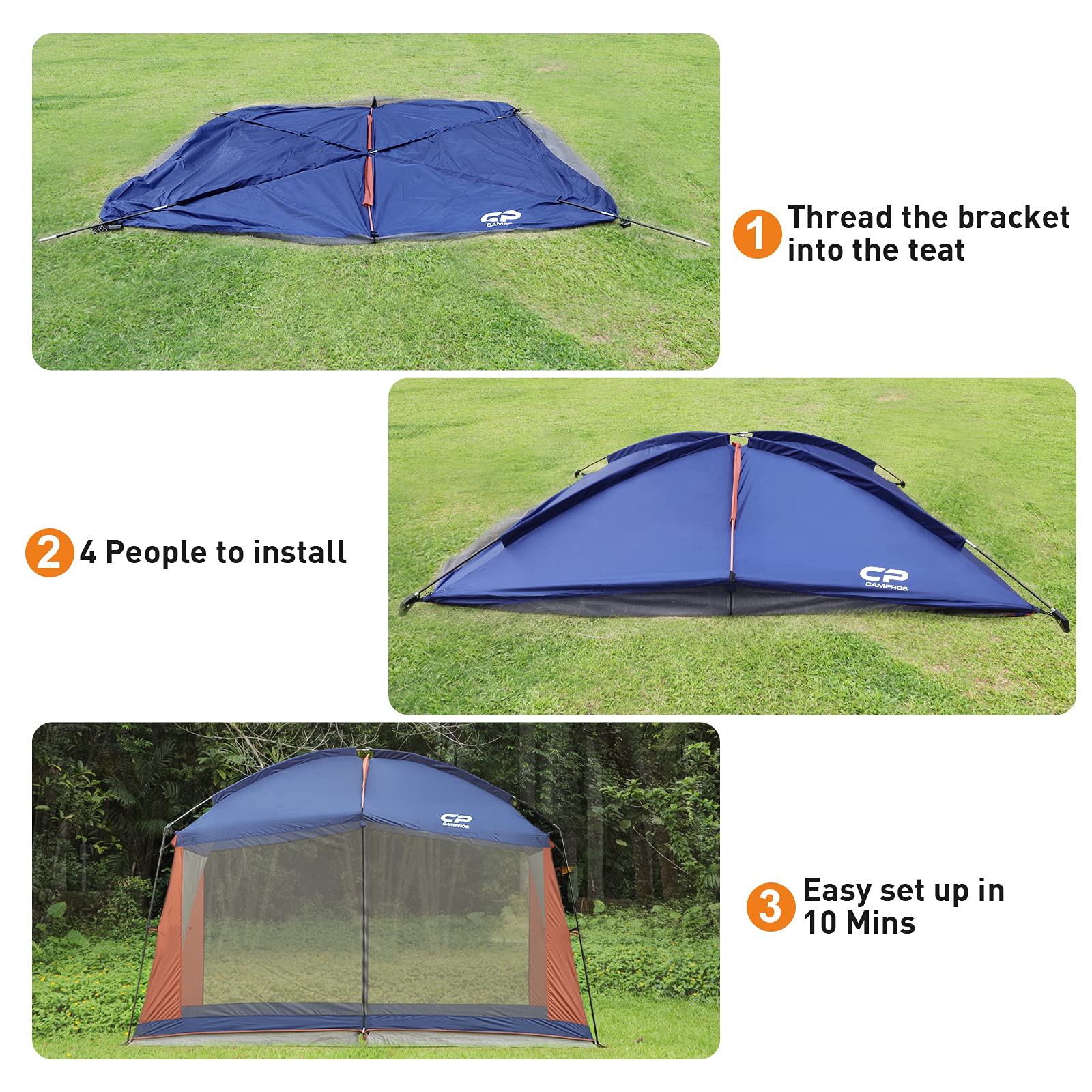 CAMPROS CP Screen House 30 x 25 m, ekranowana siatka siatkowa, baldachim ścienny, osłona namiotu, altana, na patio, do aktywności na świeżym powietrzu, na kemping, kolor niebieski