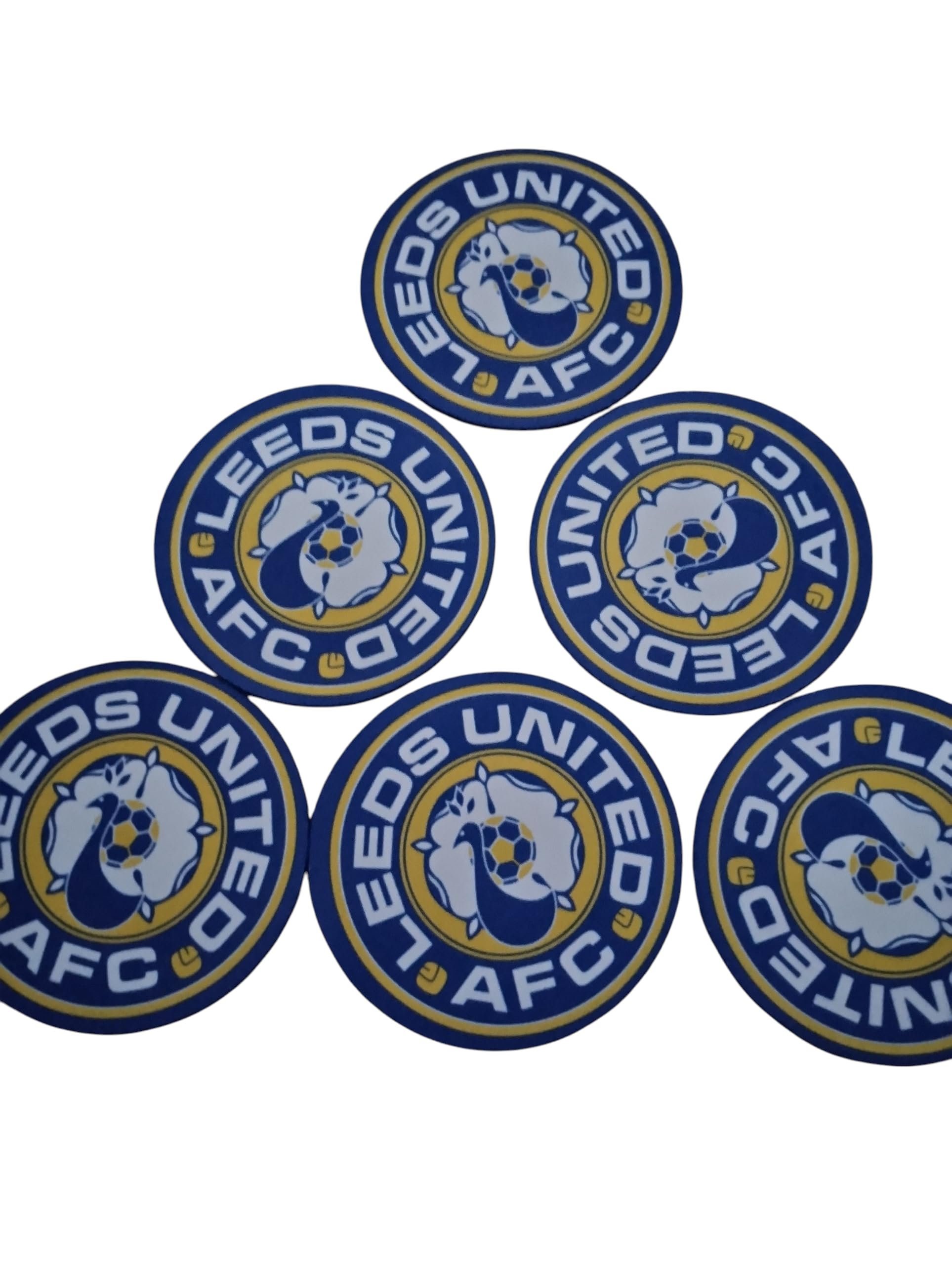 Coventry Leeds fc set of six rubber backed beer mats/coasters