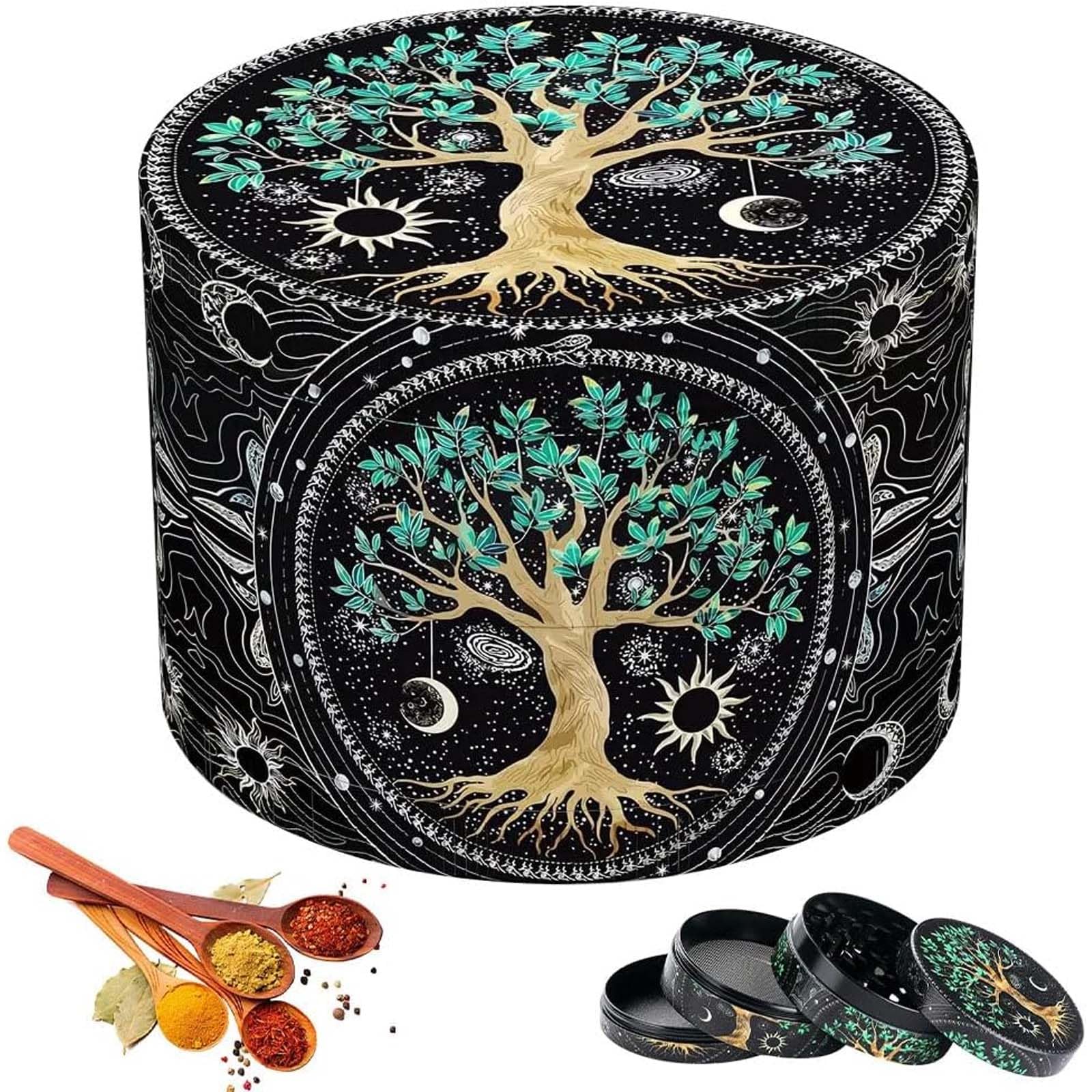 Weed Crusher, Crusher for Kitchen, Herb Grinder, Black Pepper Crusher, 4x4x4 cm Compact Design, Ideal for Herbs and Spices Kitchen Tool 4-Layer Design