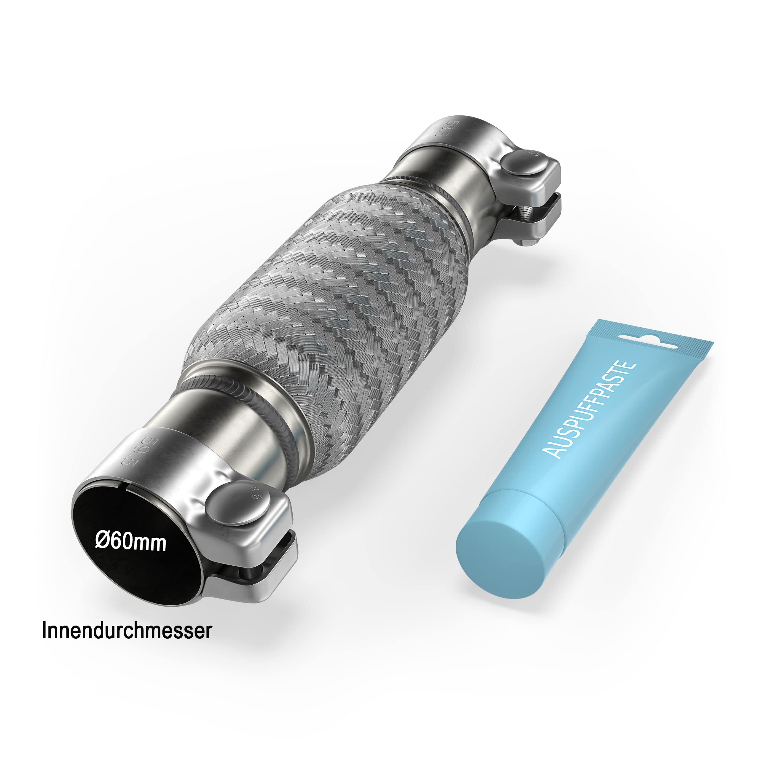 Flexrohr Edelstahl 76mm - 100mm Länge Mit Interlock Für Turbo Umbauten