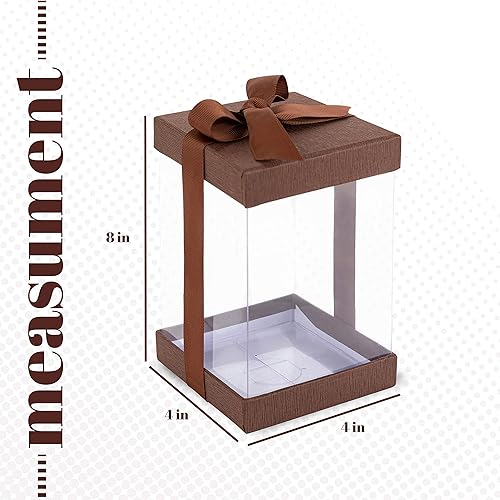 Miniatura 5 de Hammont Cajas de regalo de plástico transparente (paquete de 6) cajas de panadería con base, tapa y cinta, para pasteles, pasteles, galletas,