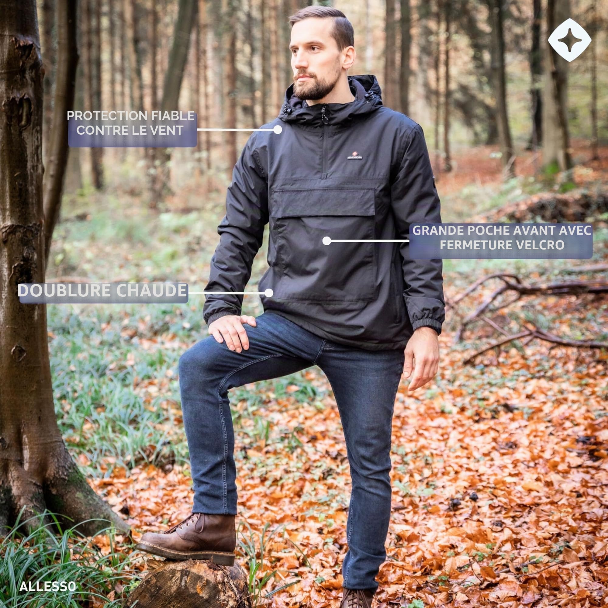 Höhenhorn Allesso Hommes Veste d'hiver Doublée Parka
