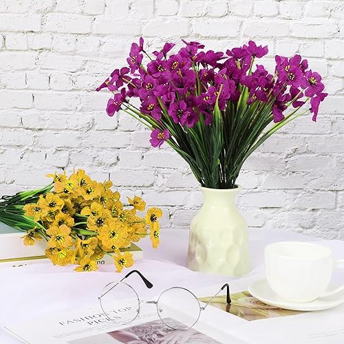 Miniatura 4 de Jexine 50 paquetes de flores artificiales para exteriores, resistentes a los rayos UV, flores sintéticas de seda, no se decoloran, plantas
