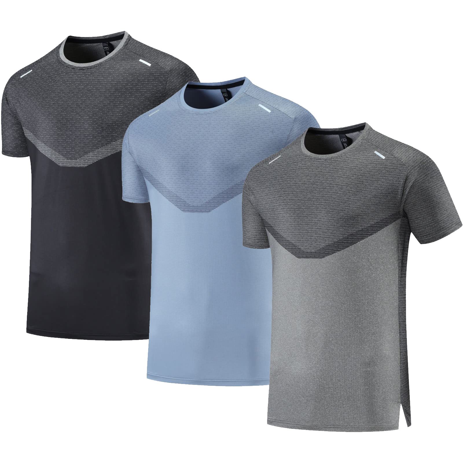 BOOMCOOL Men Workout Shirts Mesh Athletic T-Shirts Running Shirts Gym Clothes Running 3 Pack Short Sleeve