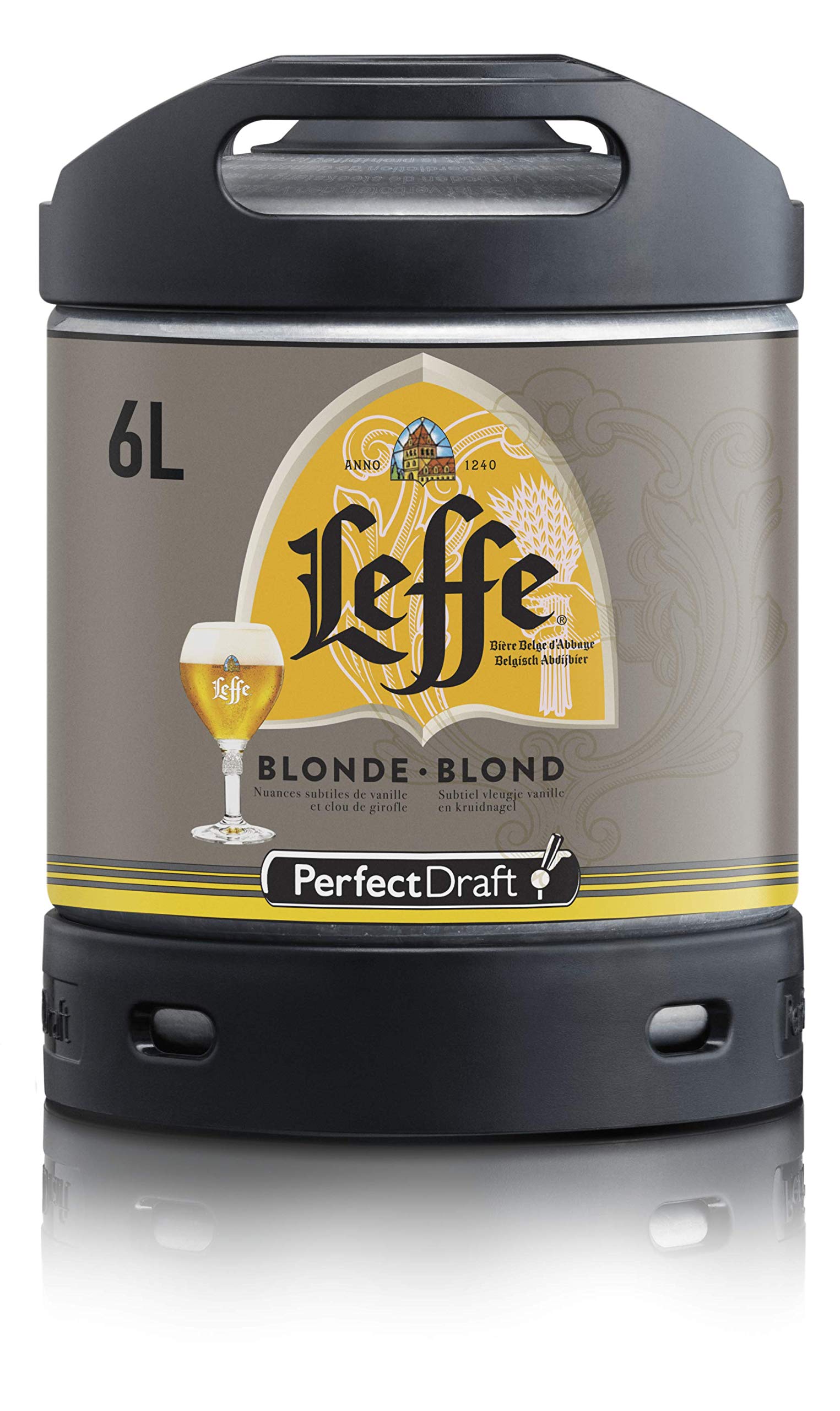 PERFECTDRAFT Leffe Blonde, Abteibier Bier aus Belgien, Perfect Draft (1x 6 L) Mehrweg Fassbier, 6000 ML