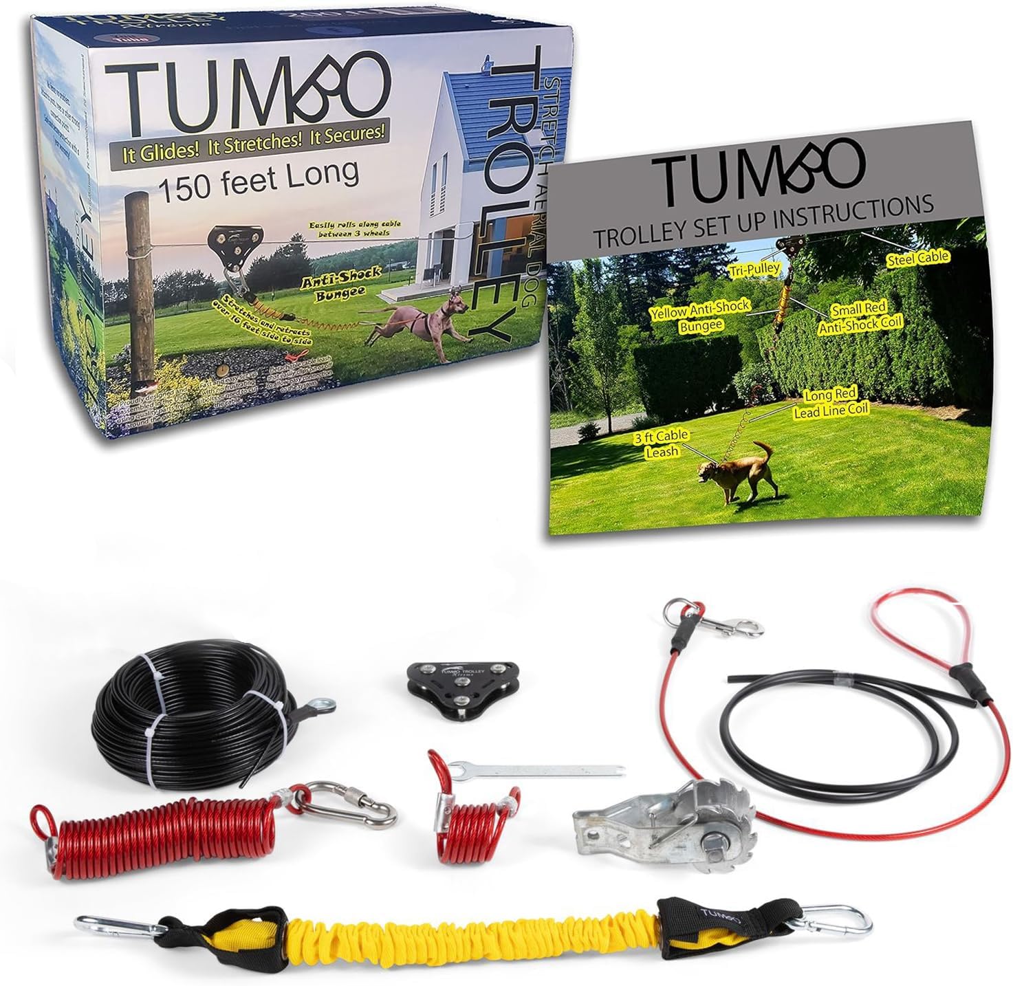 Tumbo Xtreme Trolley 200ft AntiShock Aerial Dog Runner