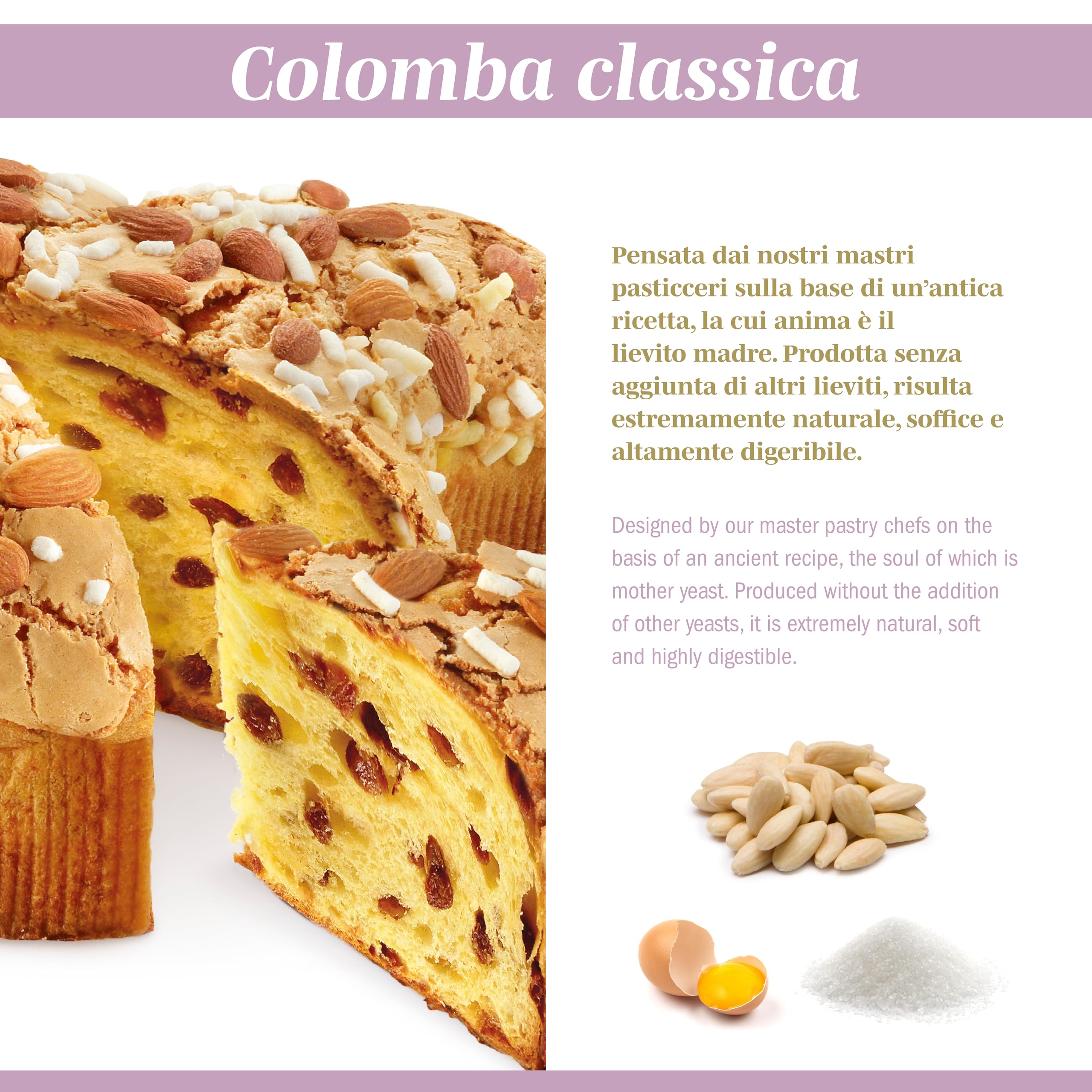 FLAMIGNI Colomba Pasquale Classica da 750g, con Arancia Candita e Uva Sultanina, Lievitazione Naturale, Glassa alle Mandorle, Incartato a Mano, Dolce Tradizionale Made in Italy