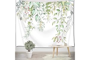 Green Leaf Tapestry: Vibrant Botanical Tapestry for Home Decor