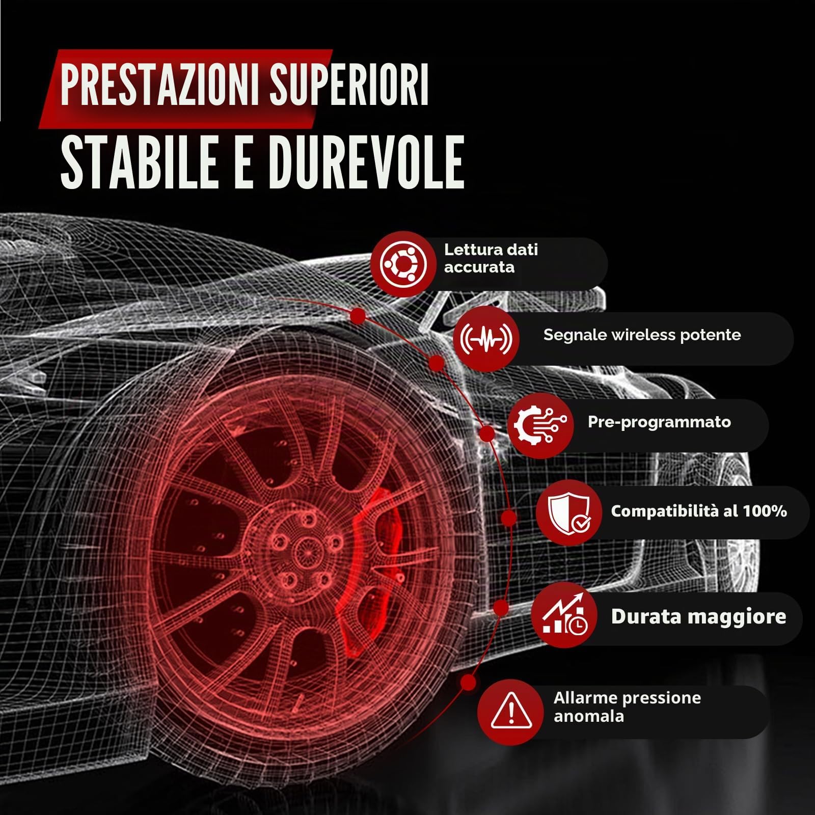 CARORAV Sensore TPMS Tesla, Sensore Bluetooth per Sistema di Monitoraggio della Pressione degli Pneumatici adatto per Tesla Model S, Model X, Model Y, Model 3, del 2020 2021 2022 2023 2024 2025, Set