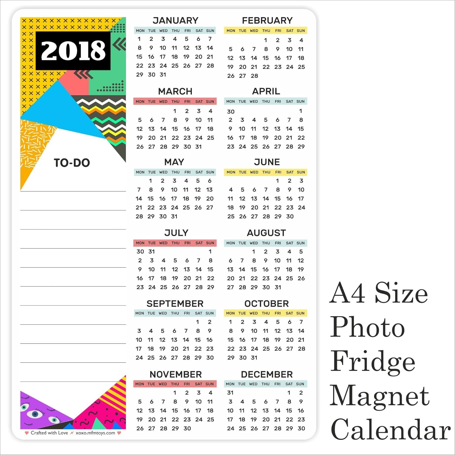XOXOMags Designer Fridge Calendar A4 Size Customized New Year