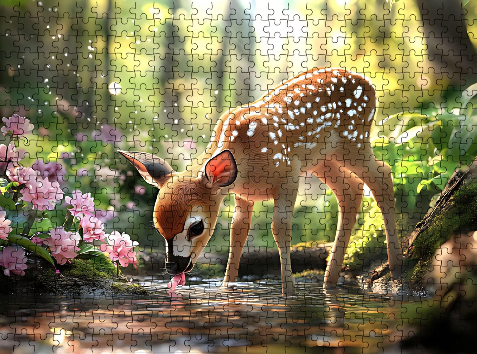cervo foresta Puzzle 1500 Pezzi per Adulti, Puzzle in Legno - Collezione Classica con Poster Incluso - Sfida di Concentrazione e Passatempo Antistress, Gioco Educativo per Famiglia, 87 x 57 cm f0-638