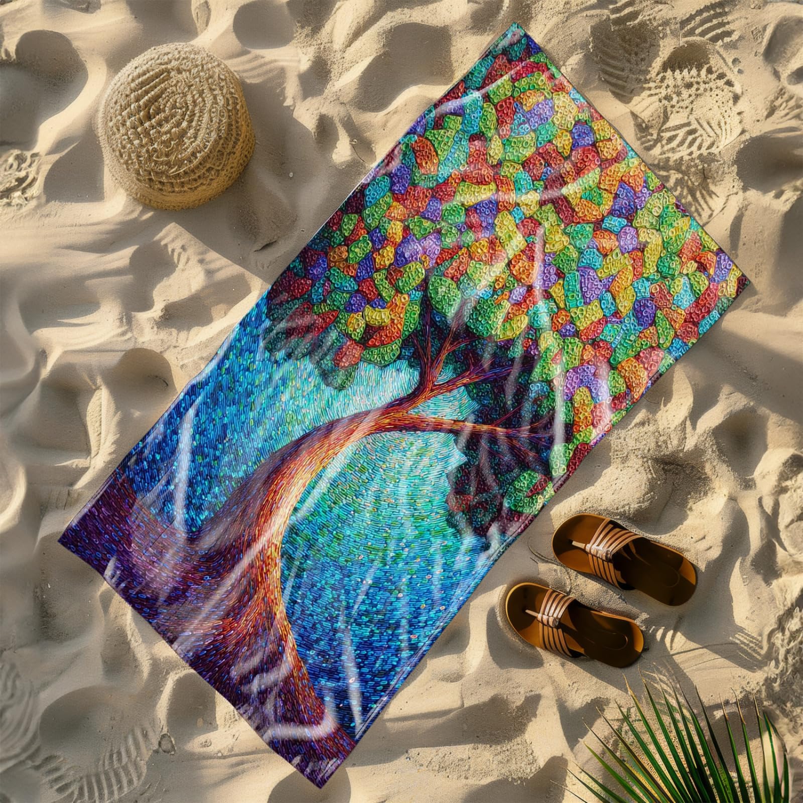 Générique Serviette de Plage 100X200 Arbre Brun Vert