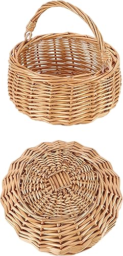 Miniatura 7 de Cesta de picnic de mimbre pequeña con asa, cesta de flores de sauce para bodas, jardín y decoración del hogar, cesta de almacenamiento de mimbre,