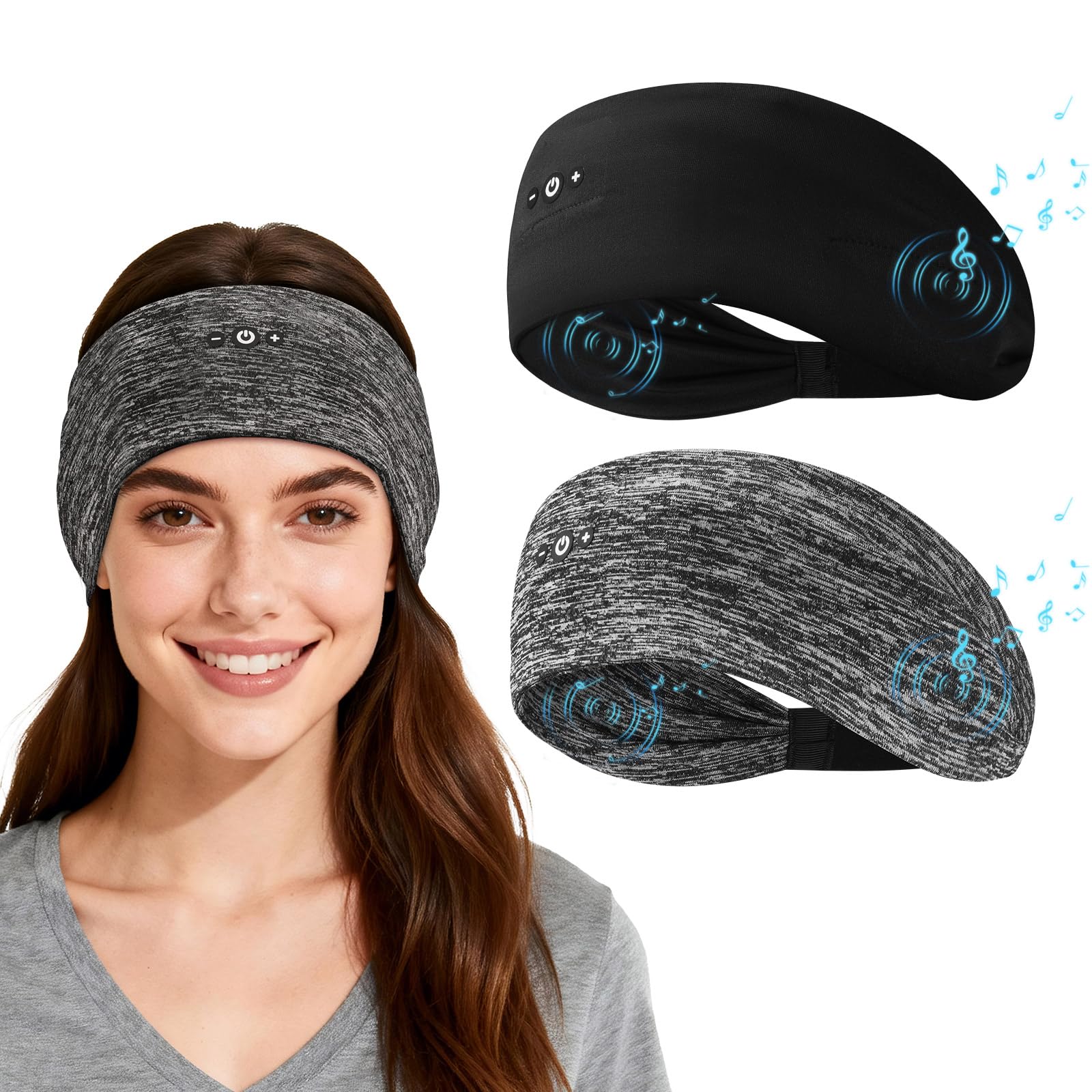Sleep Headphones Bluetooth Headband Ultra-Thin Speakers for Sleep 2-Pack
