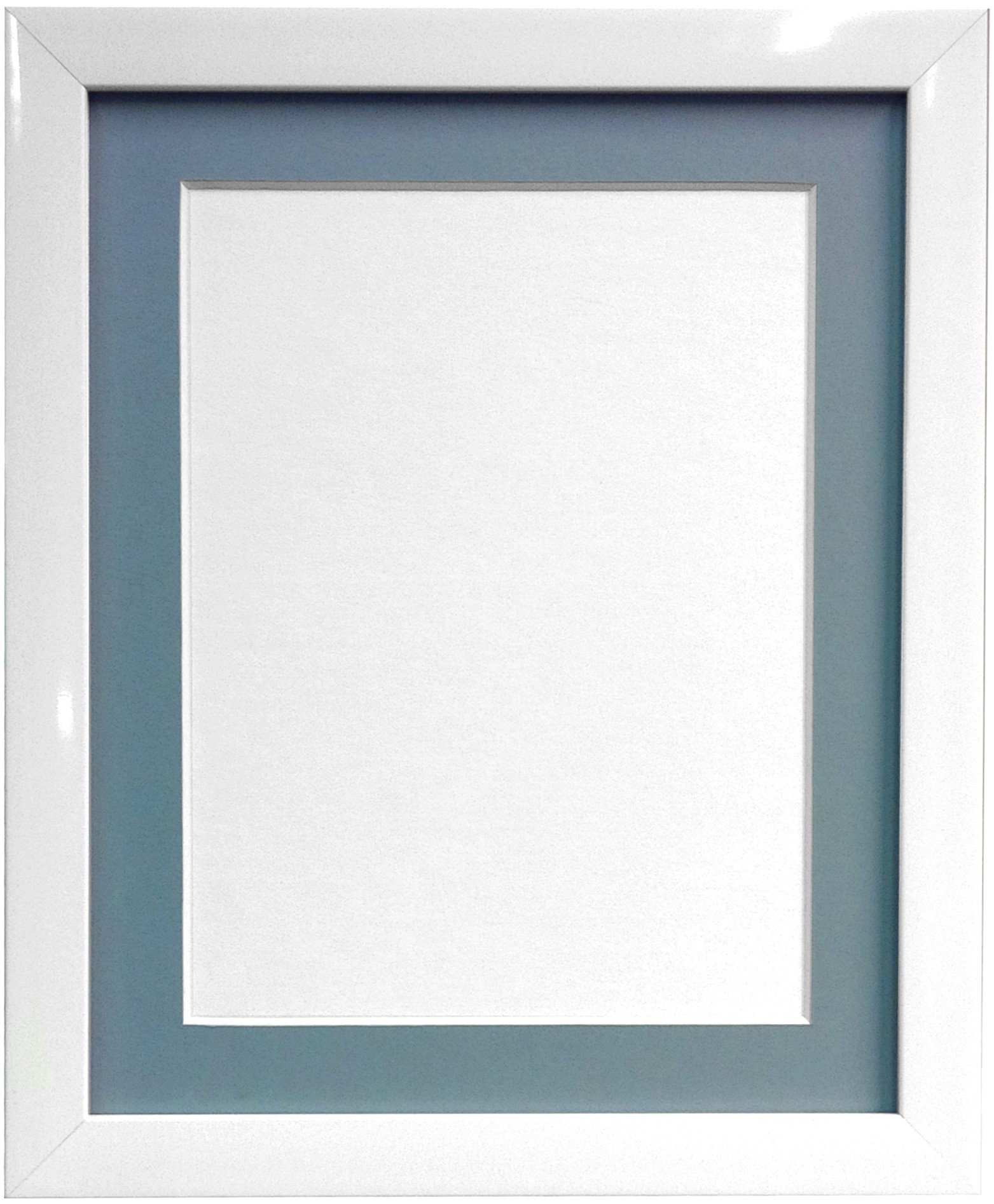 FRAMES BY POST 20mm White Picture Photo Frame with Blue Mount 12" x 10" For Pic Size 9" x 7" โ image 1