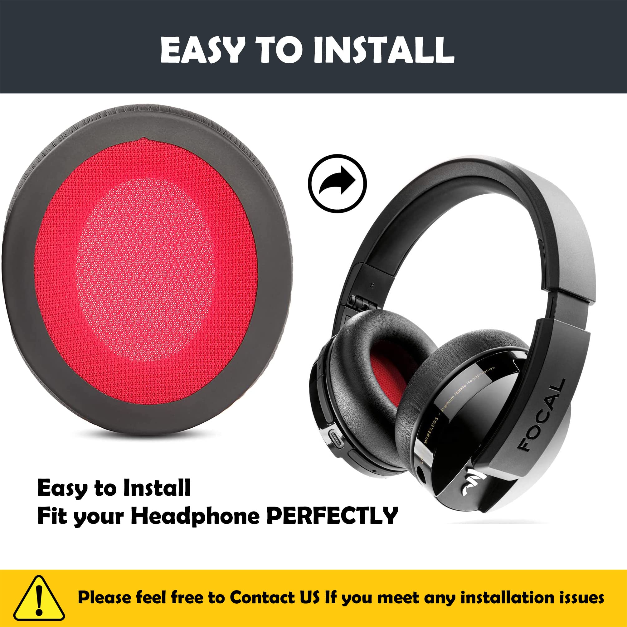 Ersatz-Ohrpolster Für Focal Spirit One / Listen Wireless Pro – Memory Foam, Kunstleder, Schwarz | Bequemer, Dicht Schließender Over-Ear Ersatz