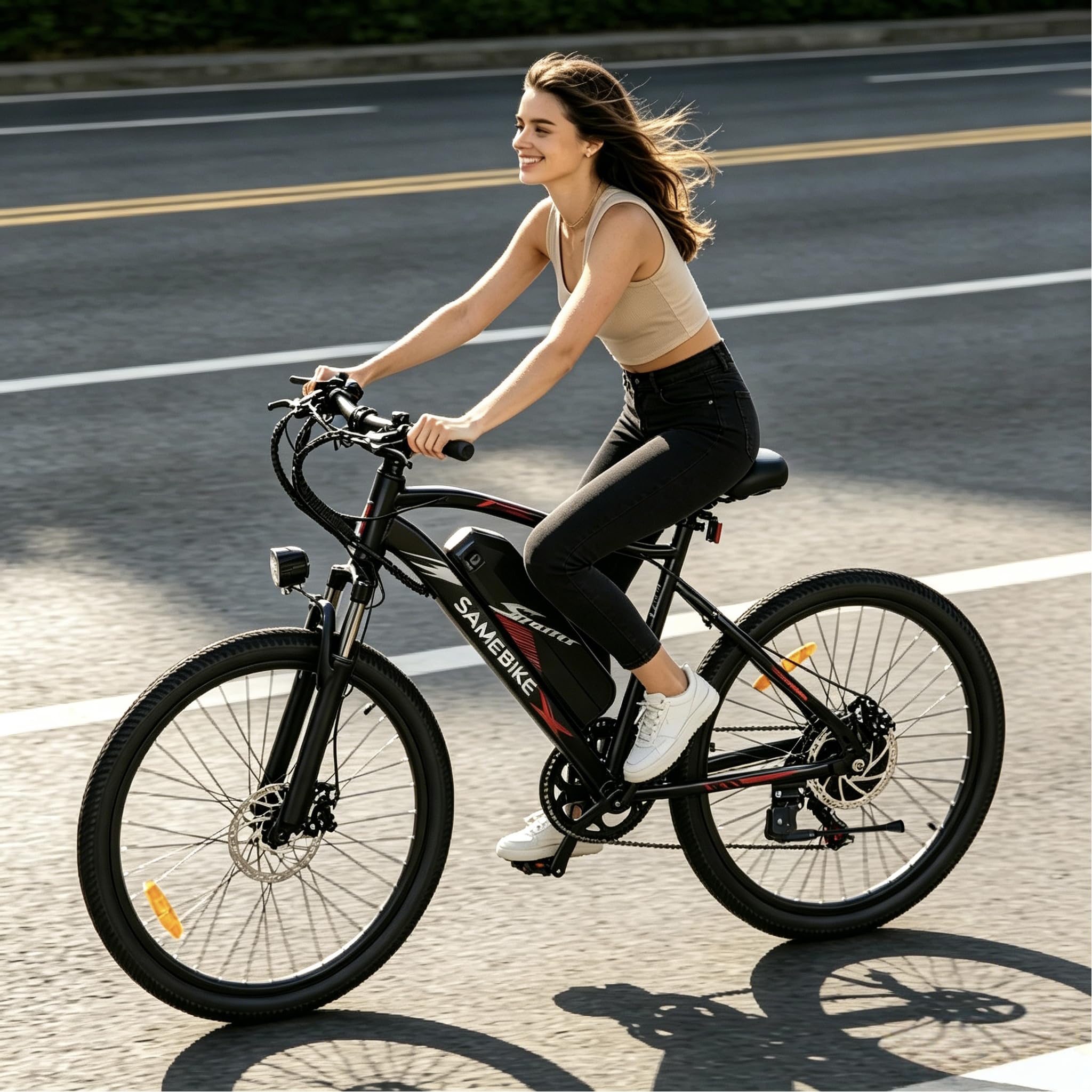 SAMEBIKE Bicicleta Eléctrica 24" eBike para Commuting con 250W Motor 36V y 13Ah batería extraíble Bicicleta eléctrica Adulto autonomía de 90km Velocidad máxima de 25 km/h E Bike para Viajeros Urbanos
