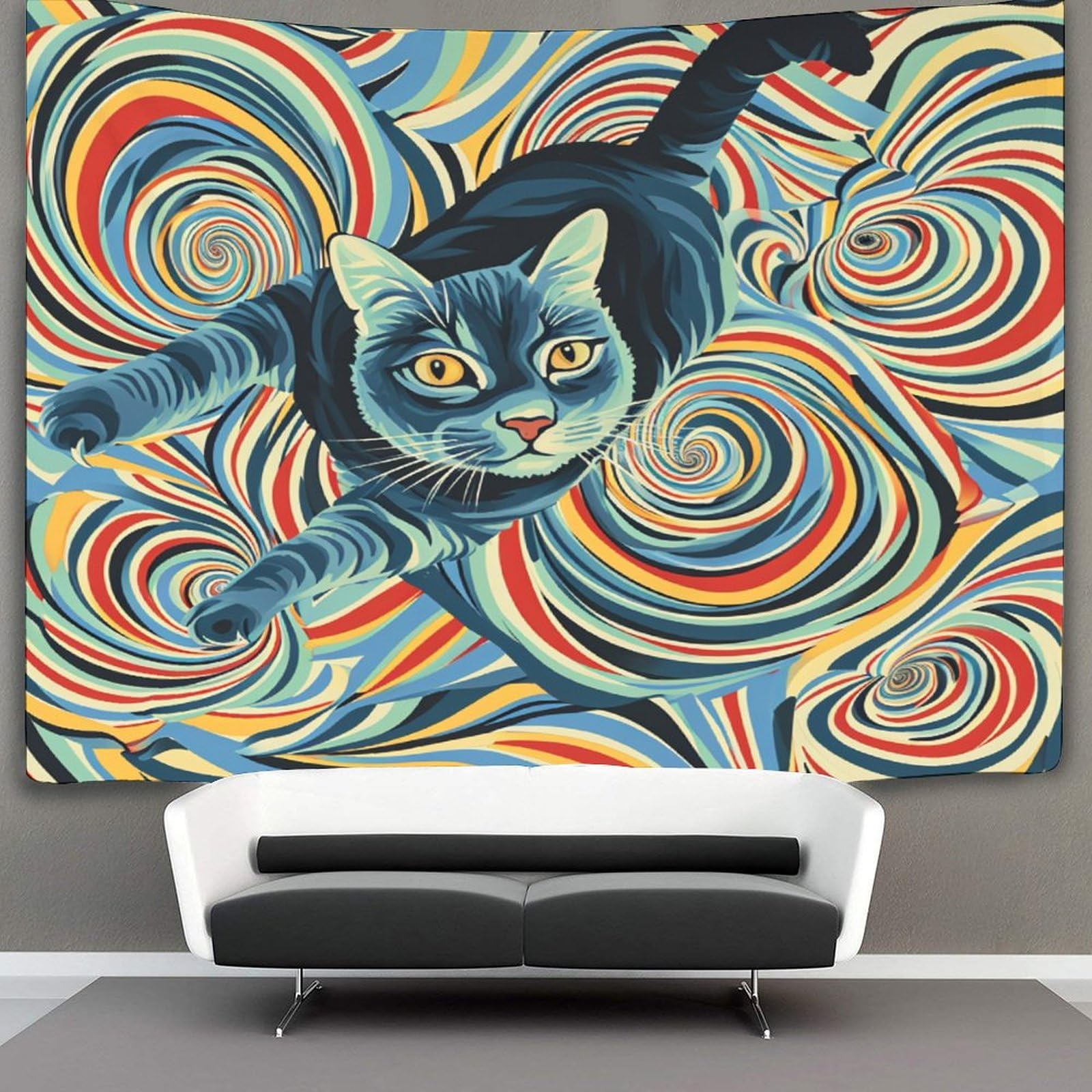 kaiyun Cute Cat Tapestry Cartoon Animals Tapestries 3D Wall Hanging Home Decorations for Room 150cmx200cm