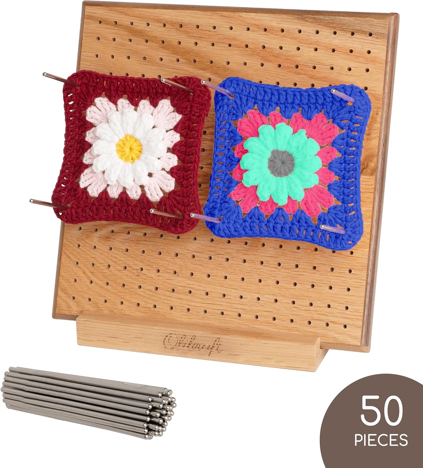 Olikraft 50 Pieces Stainless Steel Blocking Pins for Crochet Blocking Board - 6 Inches Crochet Pins
