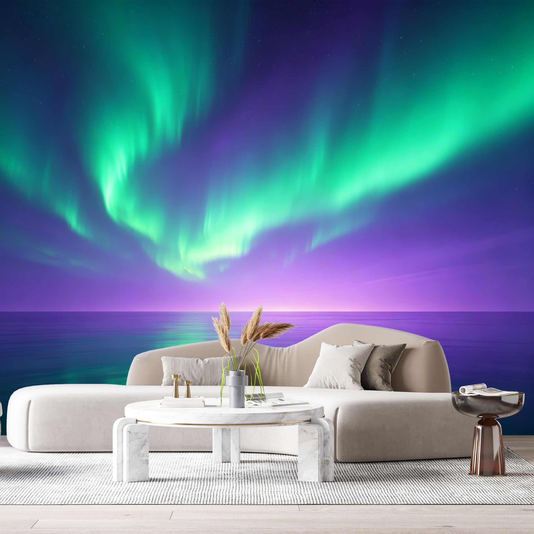 Custom Size Wall Murals Northern Lights Ocean Landscape Aurora Sky SelfAdhesive Wall Fabric Removable Large Wallpaper for Photo Living Room