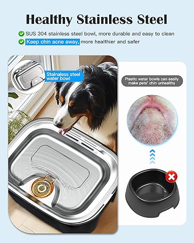 Miniatura 6 de lesotc - Dispensador de agua para perros de 338 oz10 L, fuente de agua para perros, de acero inoxidable, fuente de agua para perros grandes y