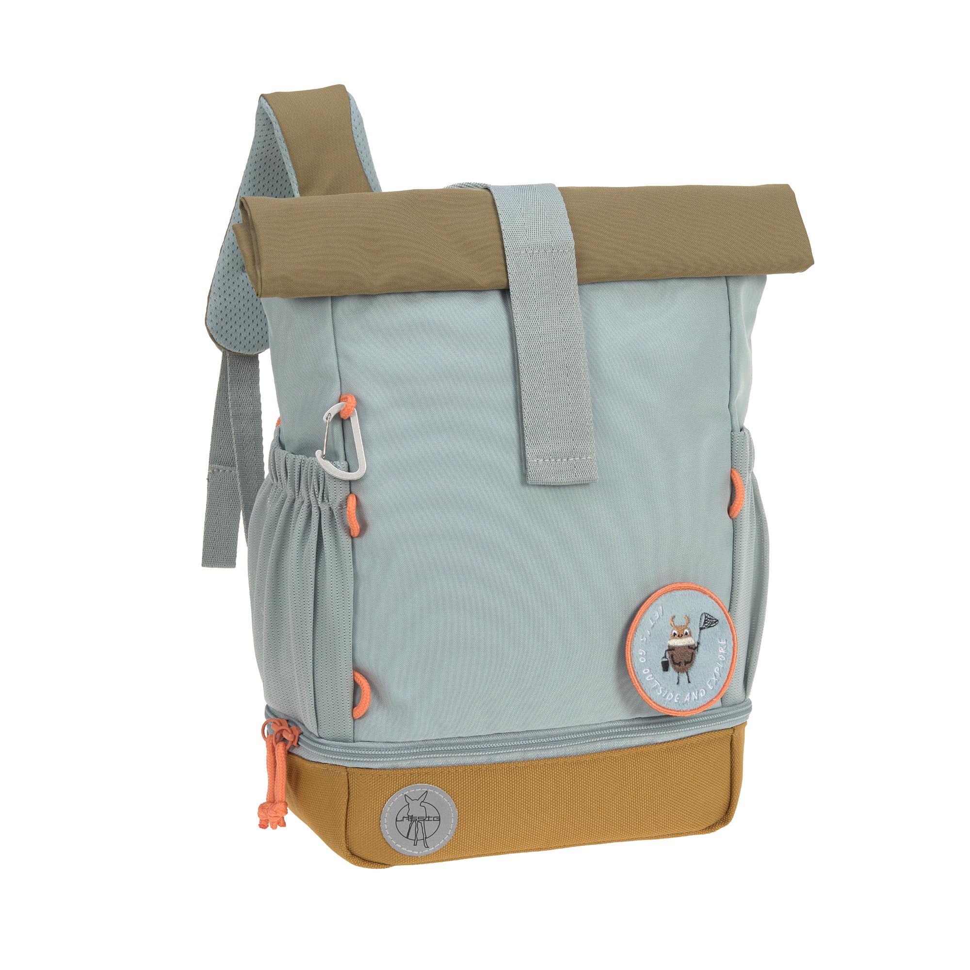 LÄSSIG Nursery Backpack Children's Backpack Rolltop with Chest Strap Water-Repellent 11 Litres/Mini Rolltop Backpack, Nature Light Blue, standard size, Children's backpack