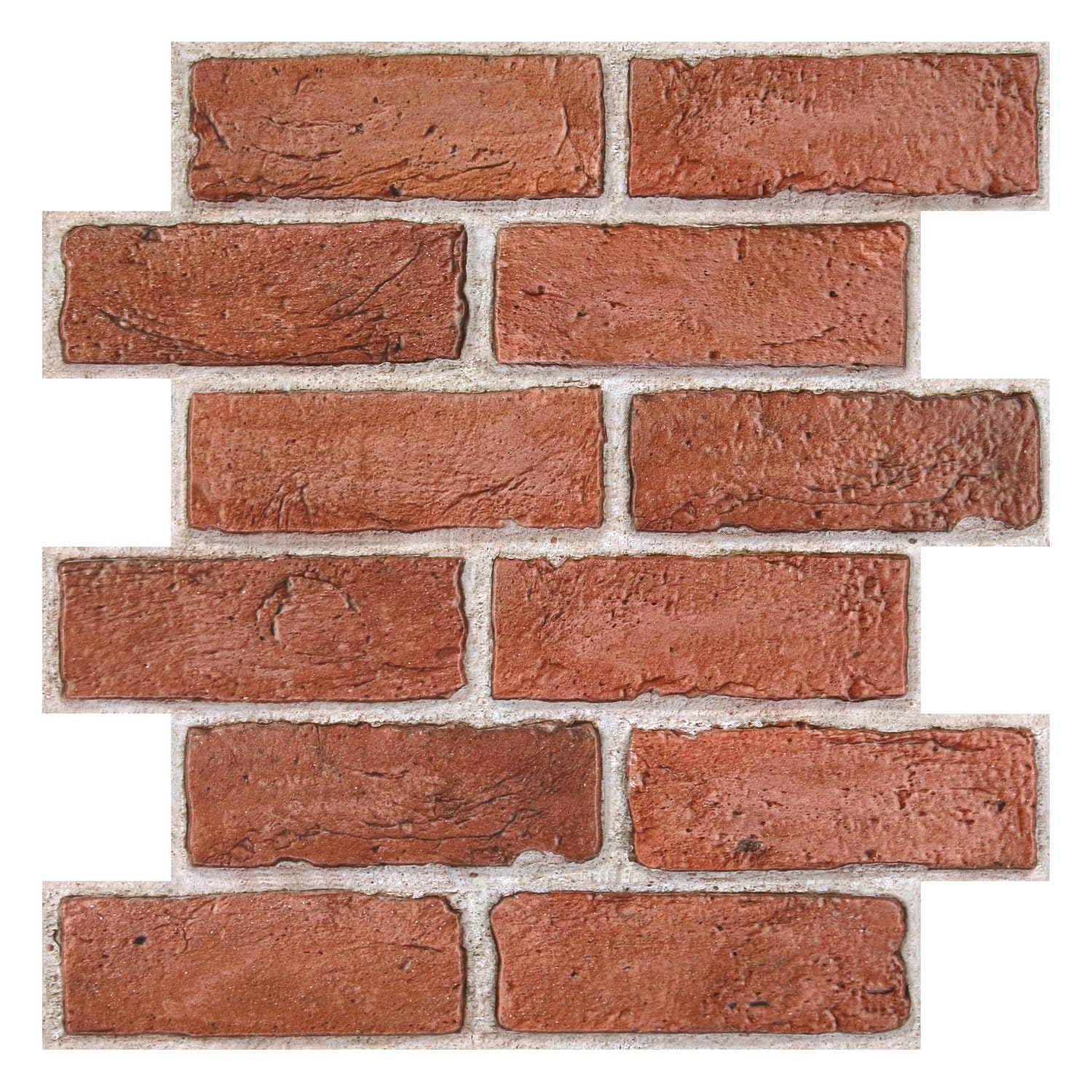 COMSTICKC Mattoni 3D Adesivi Murali Rosso, 10 Pezzi 30 x 30cm, Alta qualità PVC Pannelli Adesivi per Pietra 3D, Pannelli Decorativi per Soggiorno, Bagno, Cucina