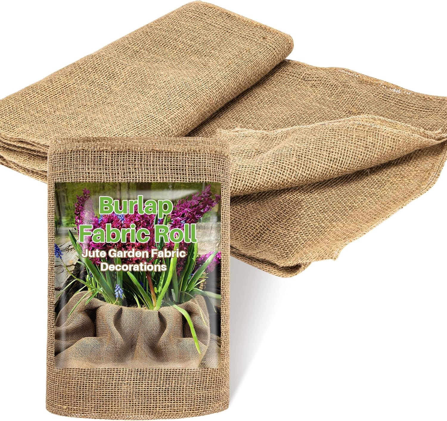 Jute Hessian Burlap Fabric Roll 2 Meter x 51 Inch Wide Natural Beige Golden Brown 13x13 Weave 100% Natural Jute Cloth for Crafts Home Decor Table Runners DIY Sewing Projects-image-1
