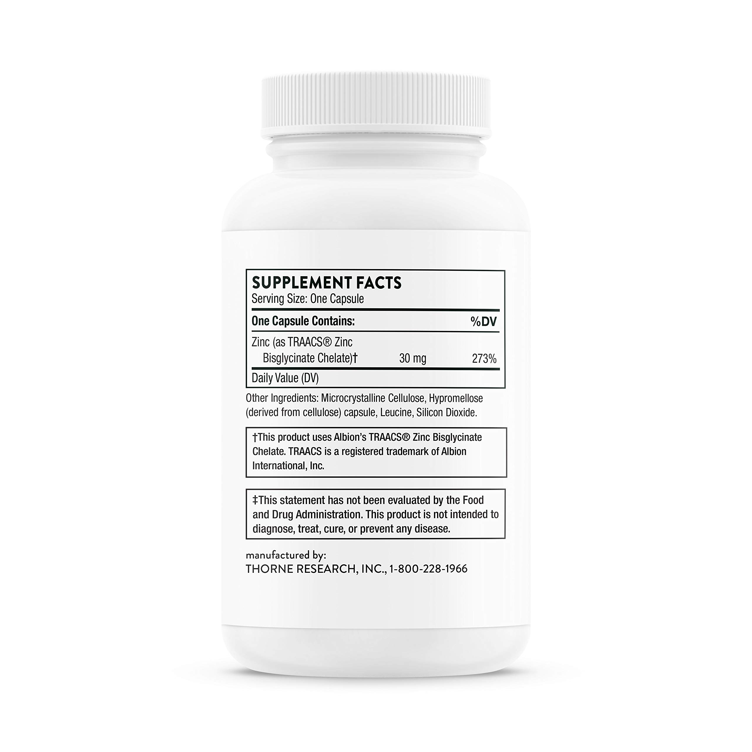 Thorne Zinc Bisglycinate 30mg Daily Support For Skin