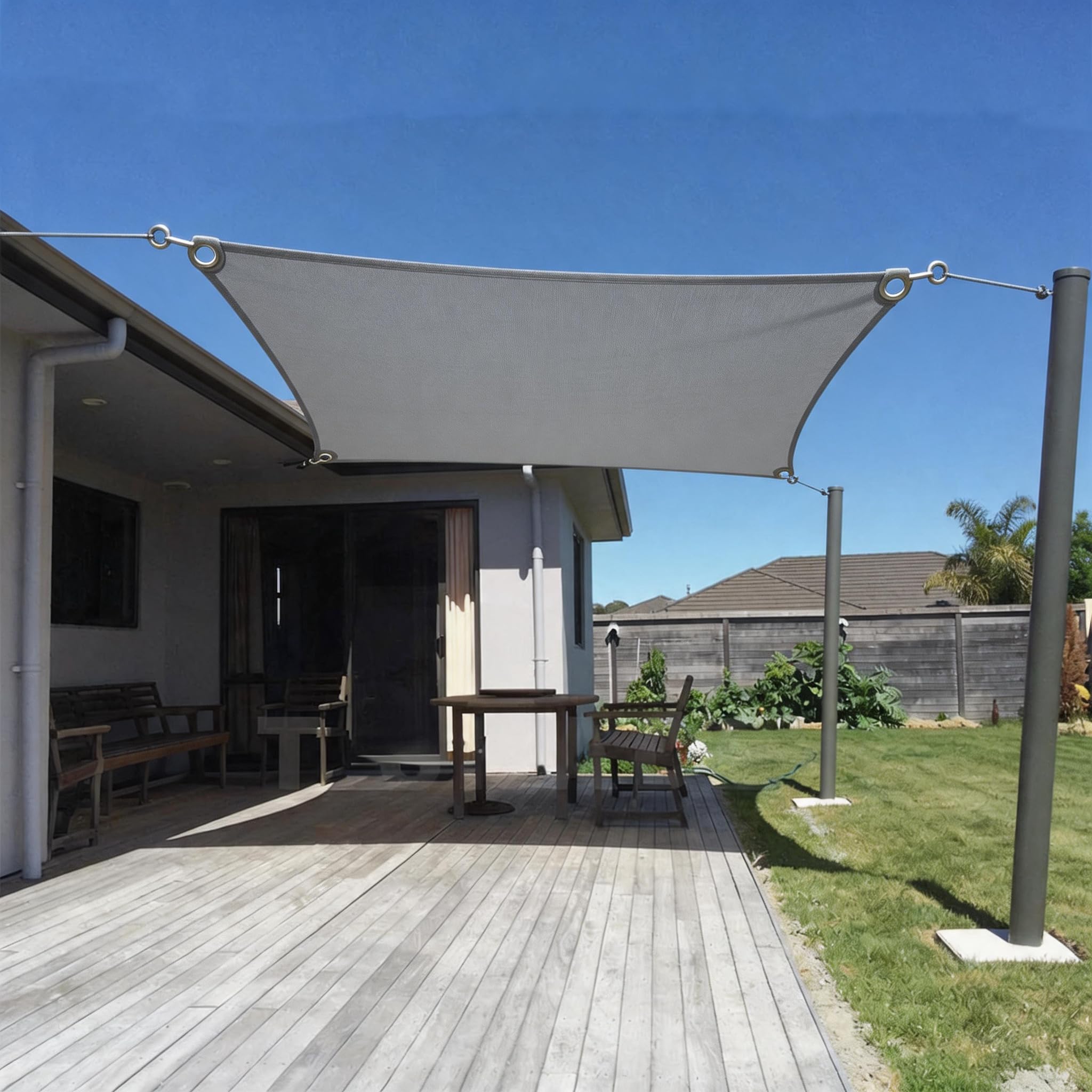 Voile ombrage protection UV et pluie 330x390 cm pour balcon et terrasse