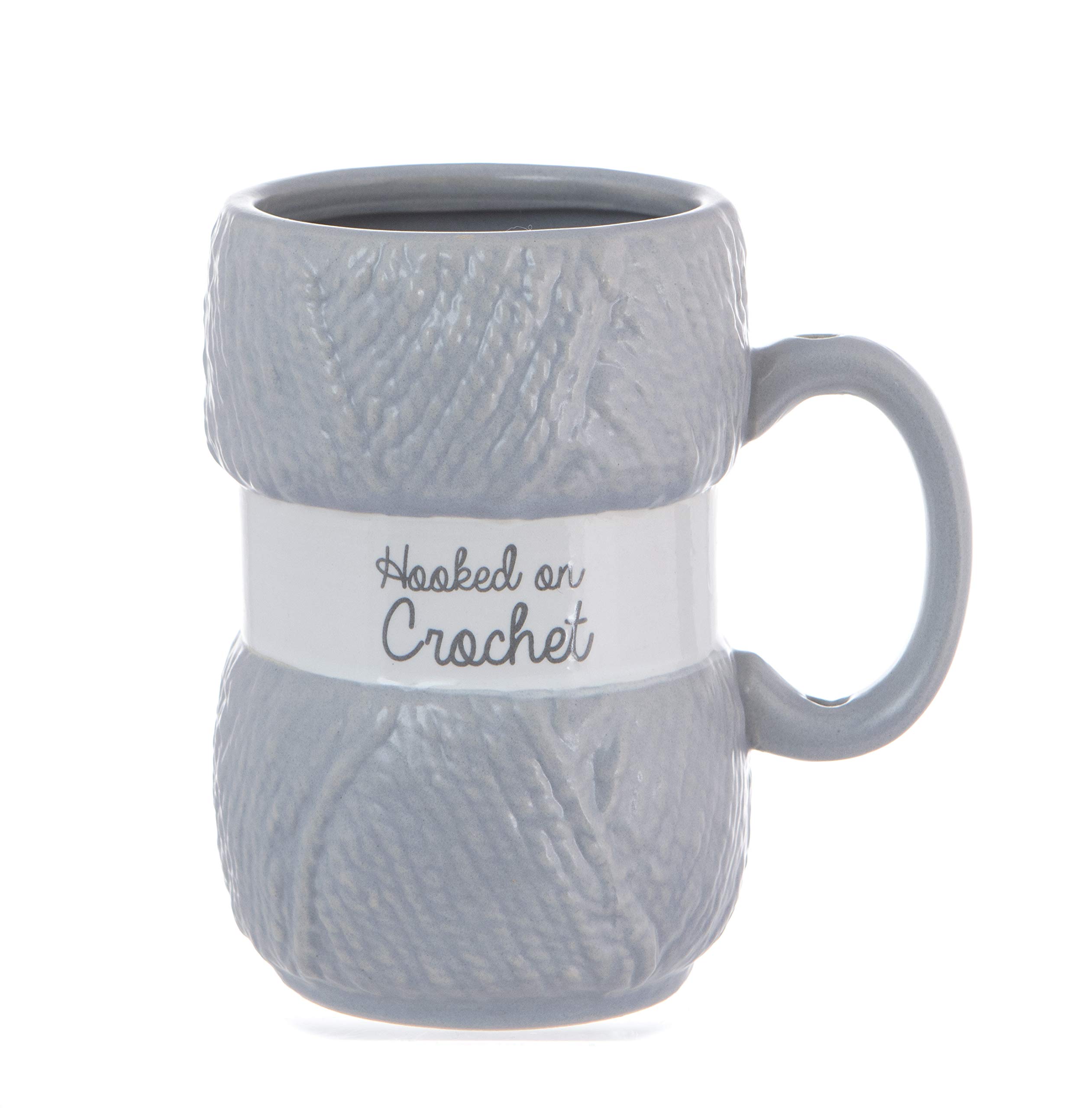 Boxer Gifts Grey Hooked On Crotchet Themed Novelty Mug | Realistic Yarn Detailing | Funny Crocheting Gift For Her,