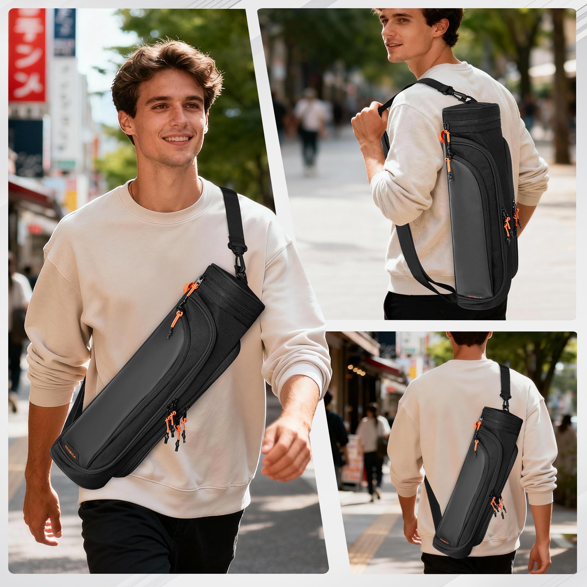 Rexmica Dual Borsa Portaoggetti per Tappetini da Gioco con Tracolla per 2 Tappetini da Gioco (35,5 x 61 cm), Custodia Tubolare per Tappetini da Gioco con Scomparto per Dadi per Gaming Playmat