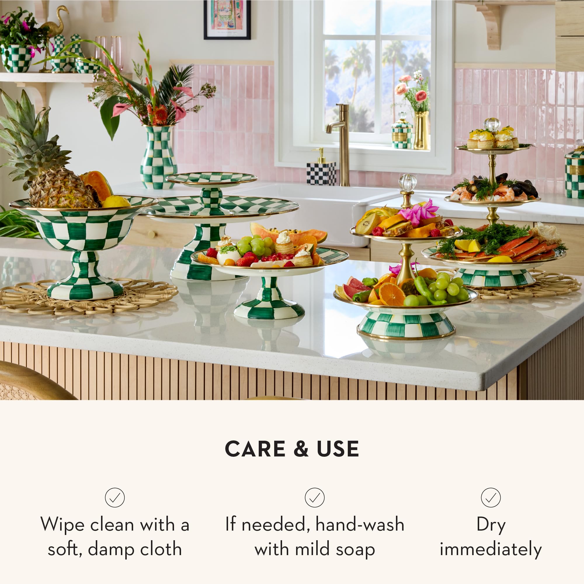 Amazon.com | MACKENZIE-CHILDS Enamel Pedestal Platter, Round Cake